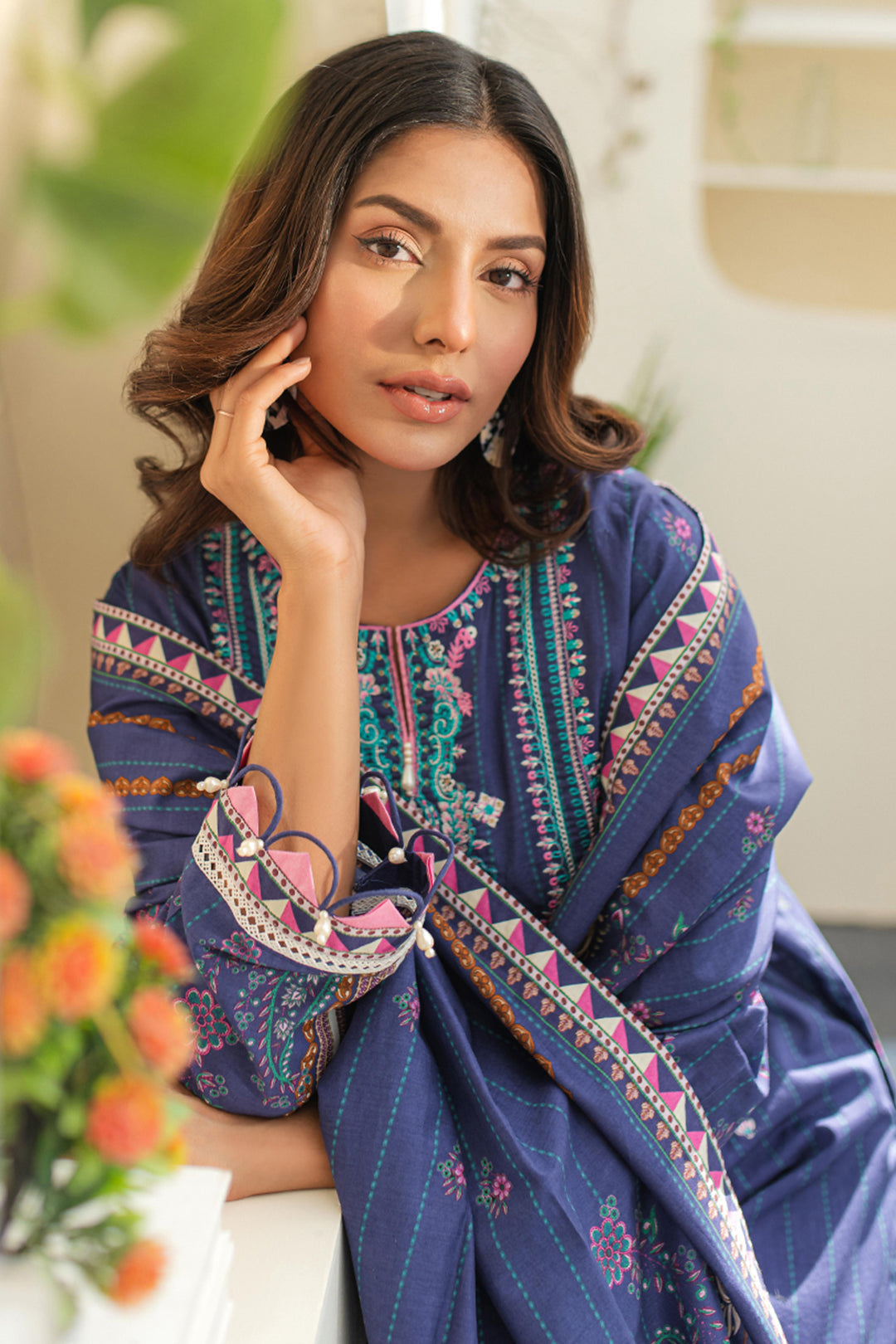 Zellbury | Unstitched 3 Piece Lawn | Embroidered Shirt Shalwar Dupatta - 1680 - House Of Hania