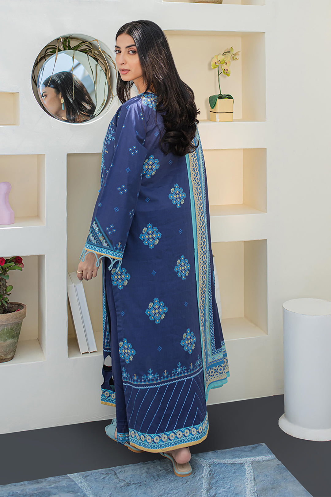 Zellbury | Unstitched 3 Piece Lawn | Embroidered Shirt Shalwar Dupatta - 1681 - House Of Hania