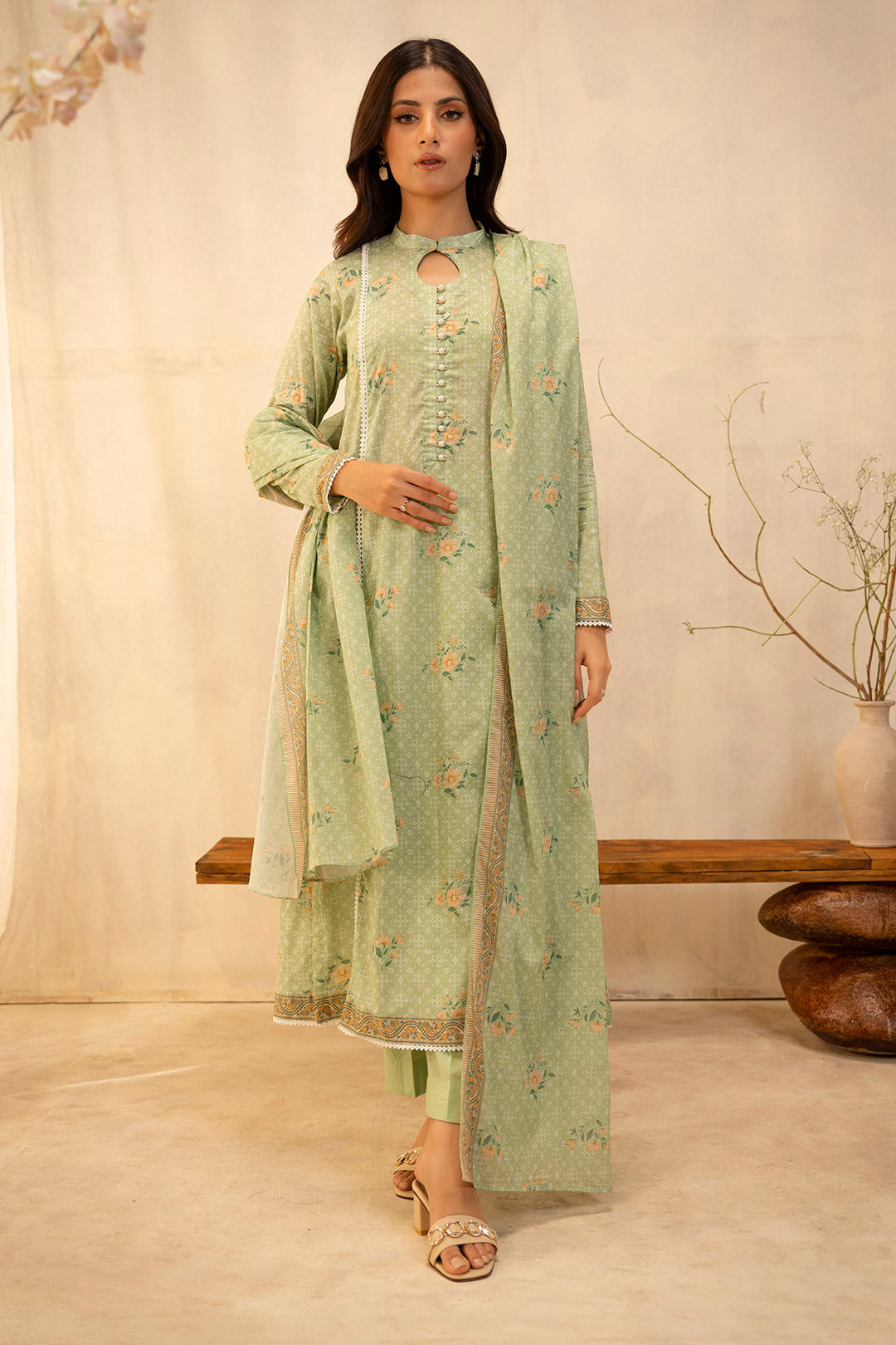 Zellbury | Unstitched 3 Piece Lawn | Shirt Shalwar Dupatta - 0025 - House Of Hania