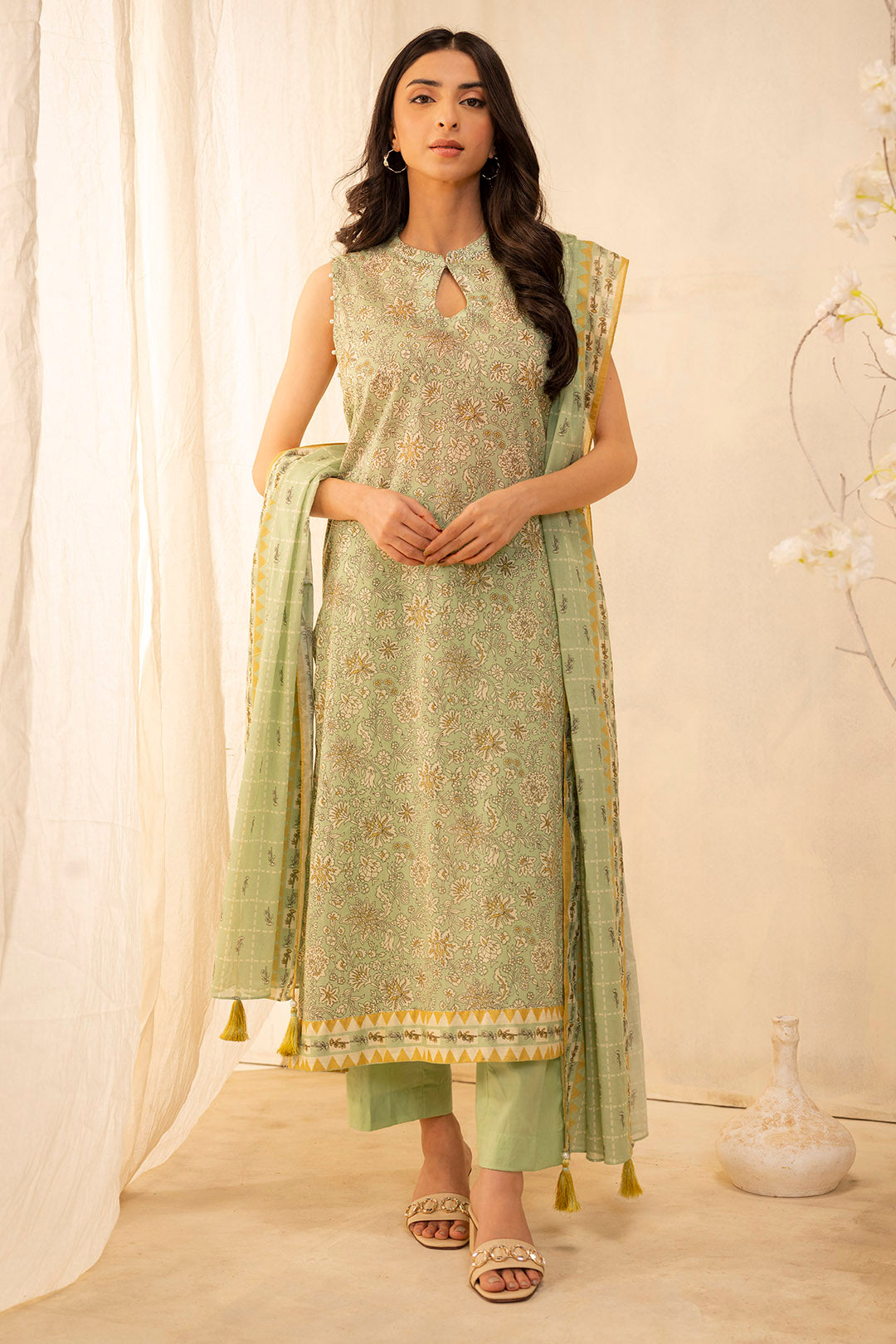 Zellbury | Unstitched 3 Piece Lawn | Shirt Shalwar Dupatta - 0027 - House Of Hania