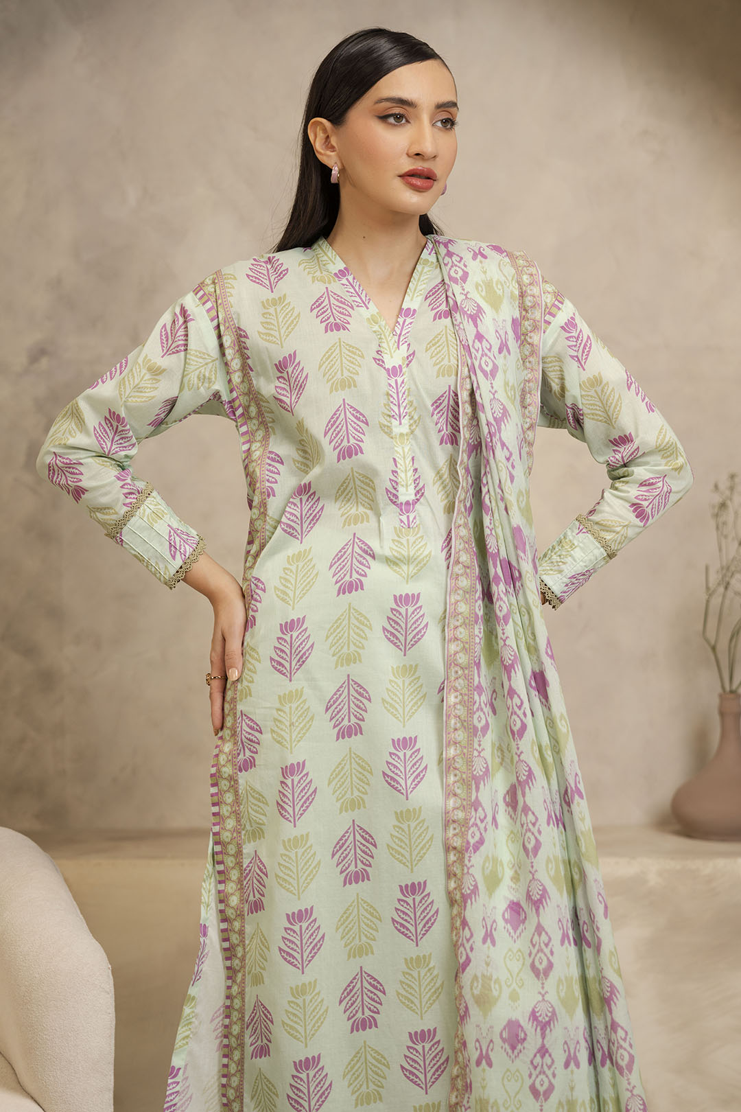 Zellbury | Unstitched 3 Piece Lawn | Shirt Shalwar Dupatta - 0028 - House Of Hania