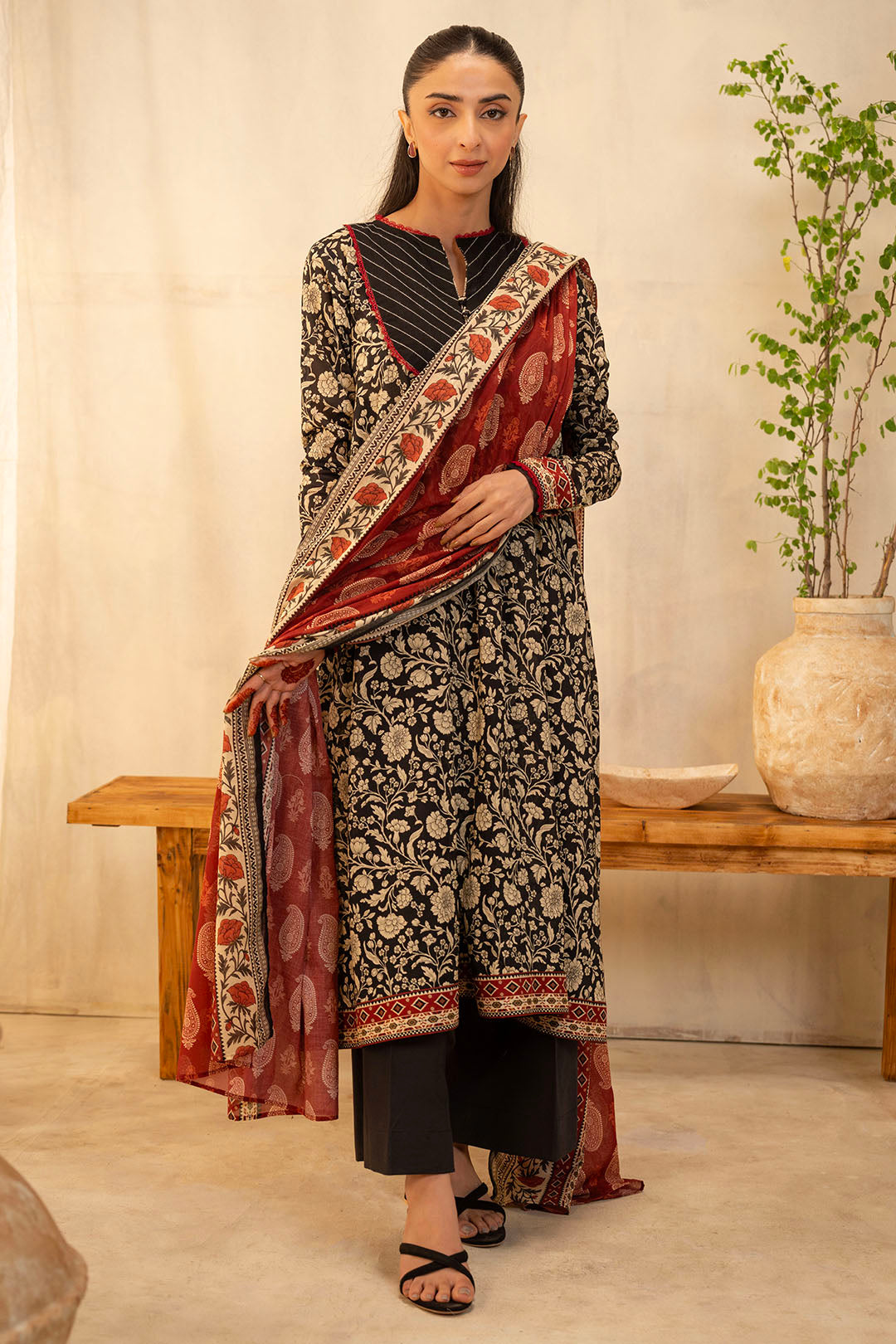 Zellbury | Unstitched 3 Piece Lawn | Shirt Shalwar Dupatta - 0030 - House Of Hania