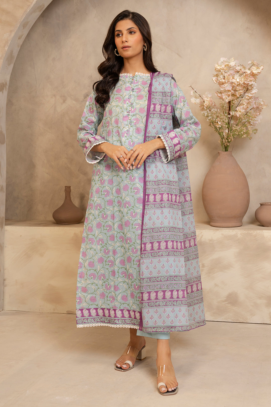 Zellbury | Unstitched 3 Piece Lawn | Shirt Shalwar Dupatta - 0031 - House Of Hania