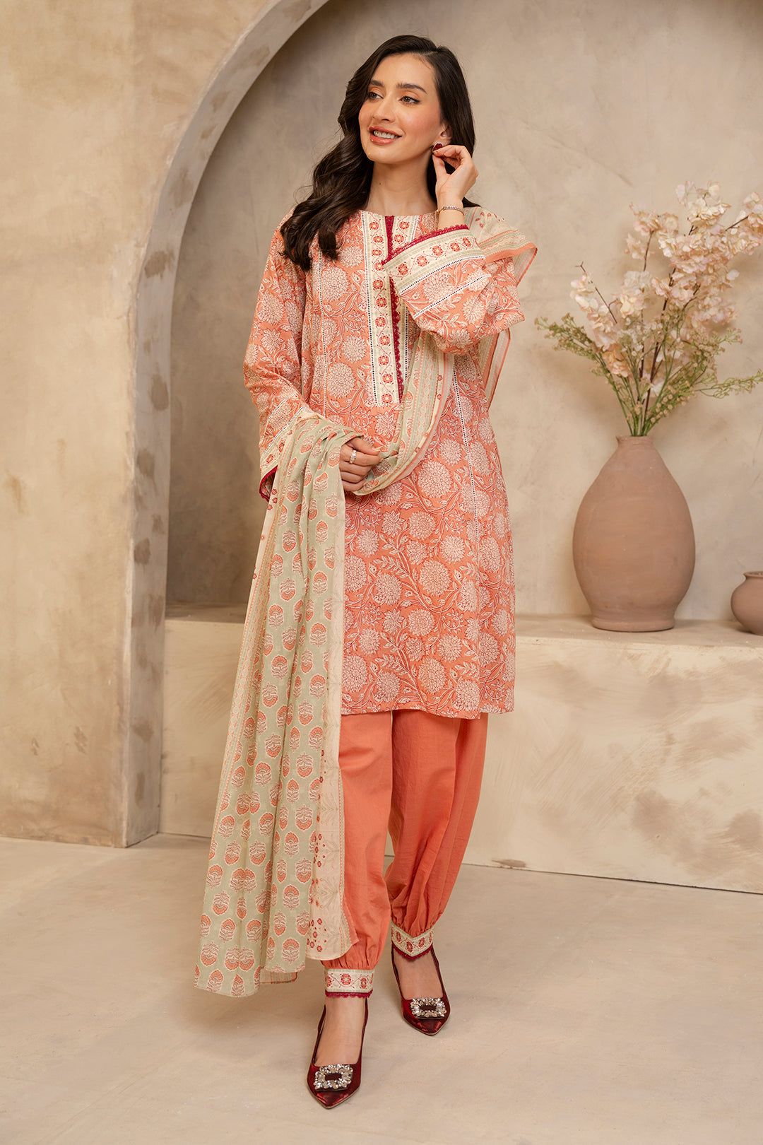 Zellbury | Unstitched 3 Piece Lawn | Shirt Shalwar Dupatta - 0032 - House Of Hania