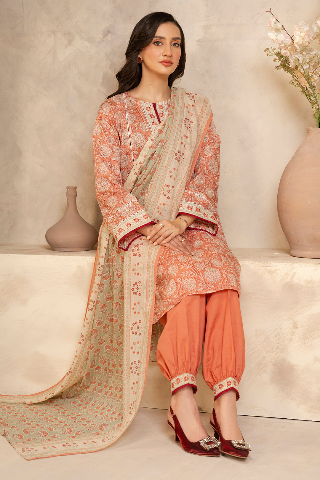 Zellbury | Unstitched 3 Piece Lawn | Shirt Shalwar Dupatta - 0032 - House Of Hania