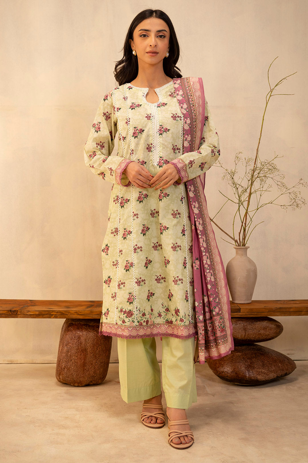 Zellbury | Unstitched 3 Piece Lawn | Shirt Shalwar Dupatta - 0039 - House Of Hania