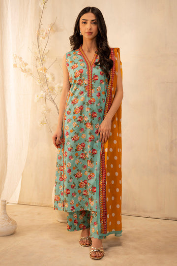 Zellbury | Unstitched 3 Piece Lawn | Shirt Shalwar Dupatta - 0052 - House Of Hania