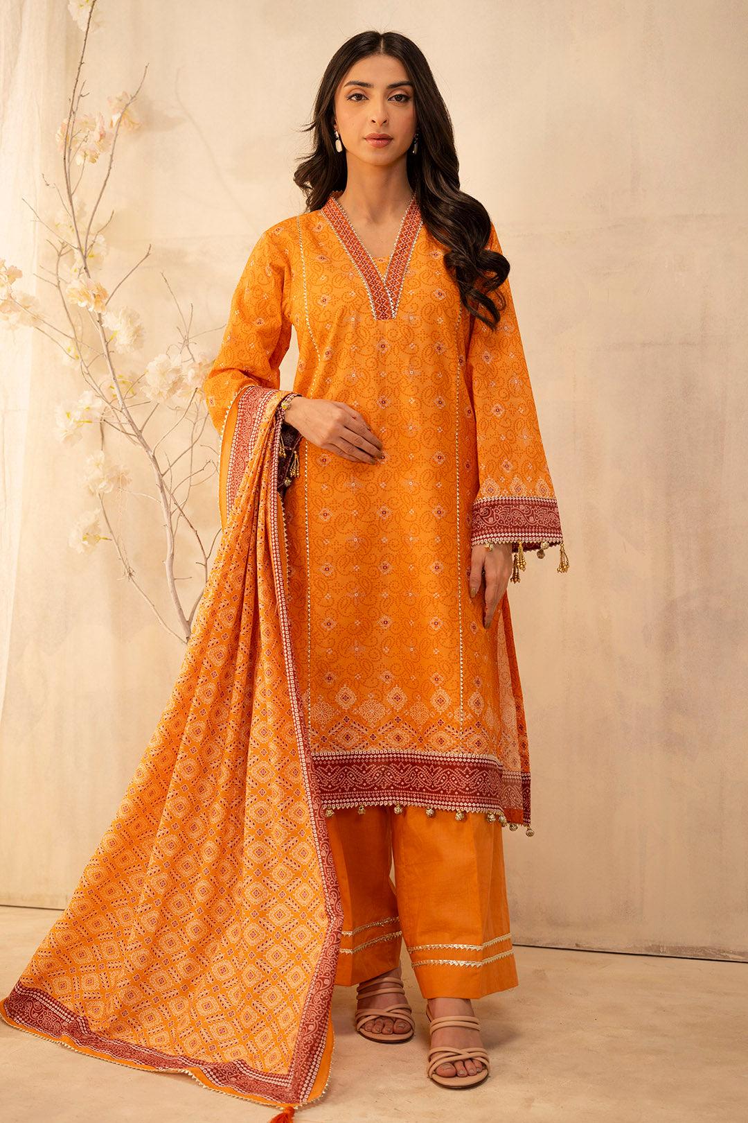 Zellbury | Unstitched 3 Piece Lawn | Shirt Shalwar Dupatta - 0115 - House Of Hania