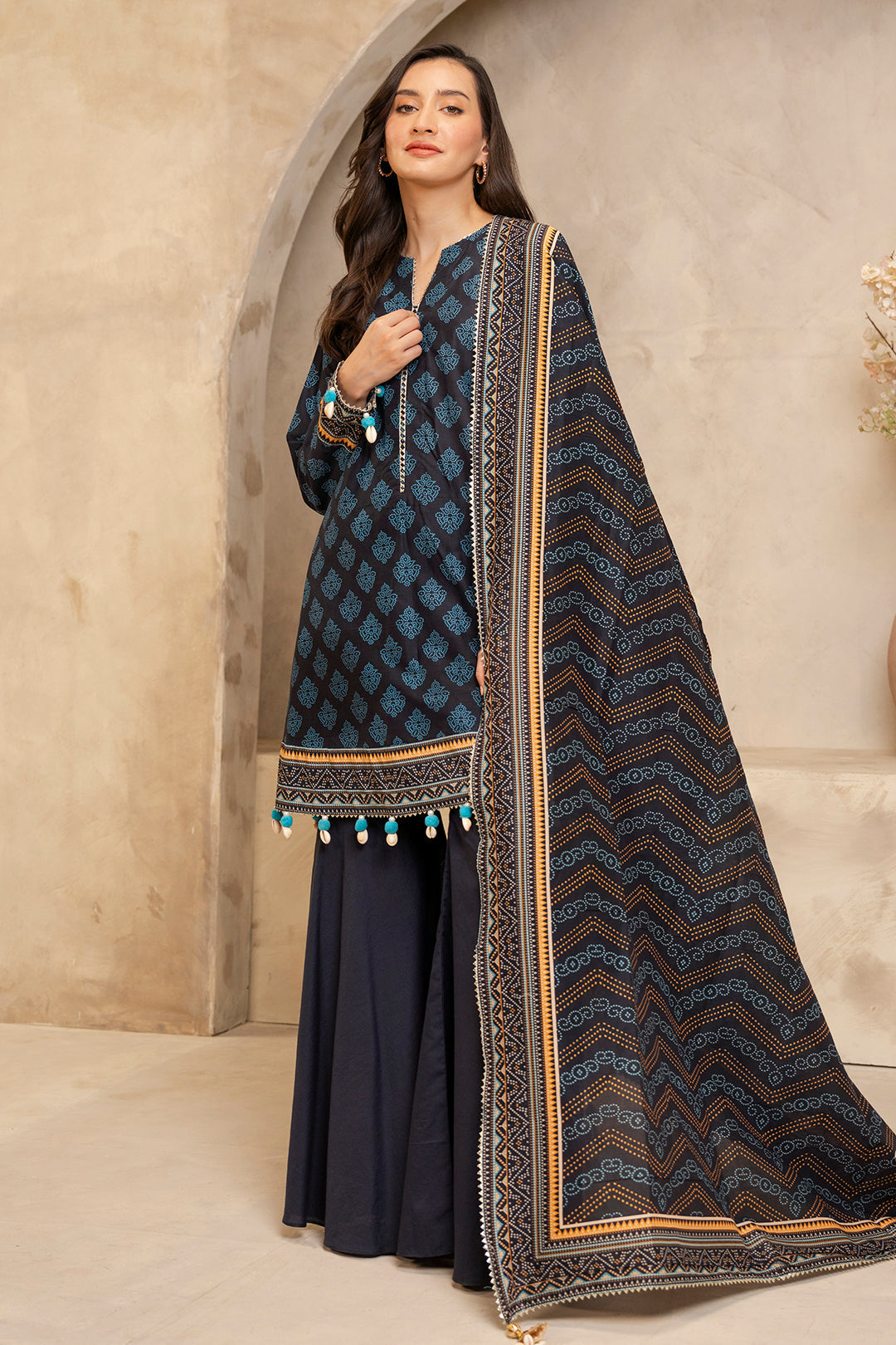 Zellbury | Unstitched 3 Piece Lawn | Shirt Shalwar Dupatta - 0125 - House Of Hania