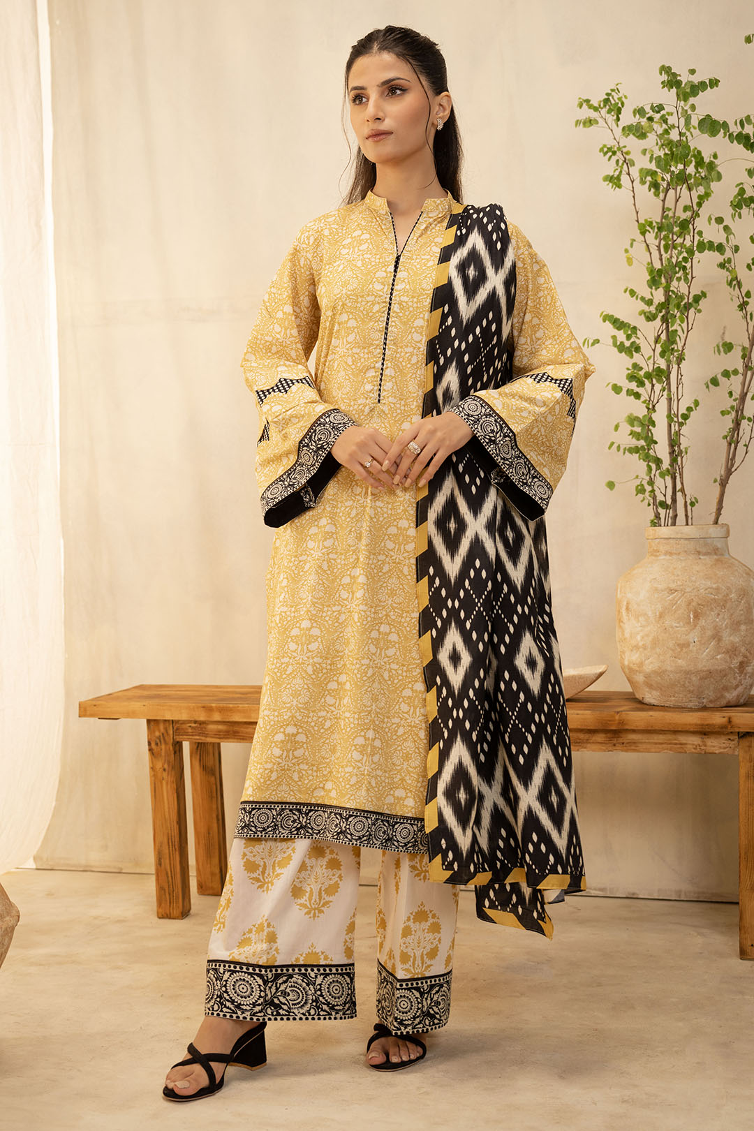 Zellbury | Unstitched 3 Piece Lawn | Shirt Shalwar Dupatta - 0130 - House Of Hania