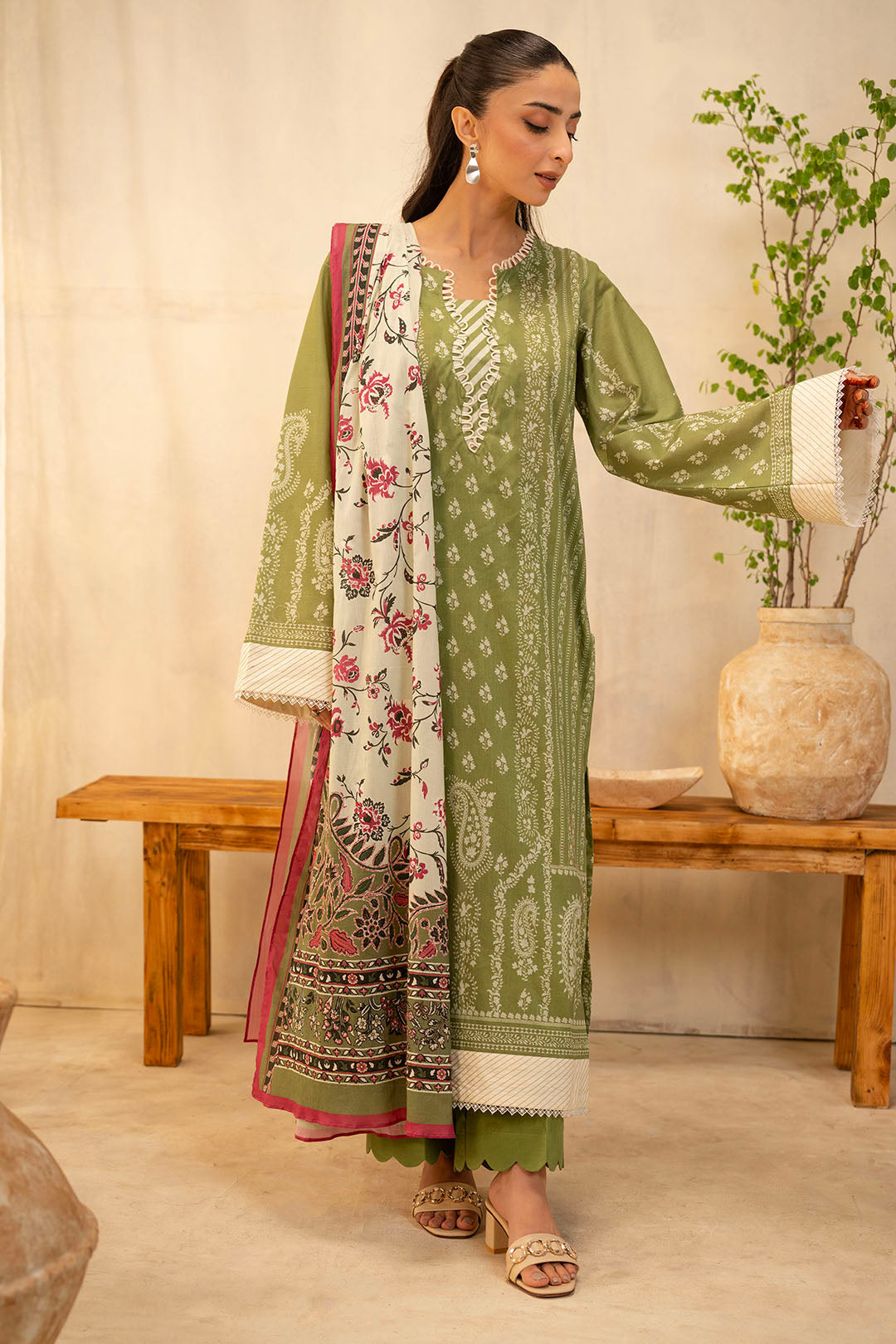 Zellbury | Unstitched 3 Piece Lawn | Shirt Shalwar Dupatta - 0134 - House Of Hania