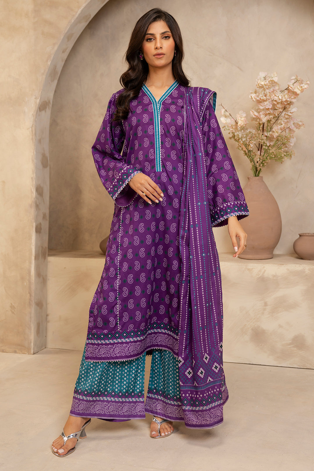 Zellbury | Unstitched 3 Piece Lawn | Shirt Shalwar Dupatta - 0265 - House Of Hania