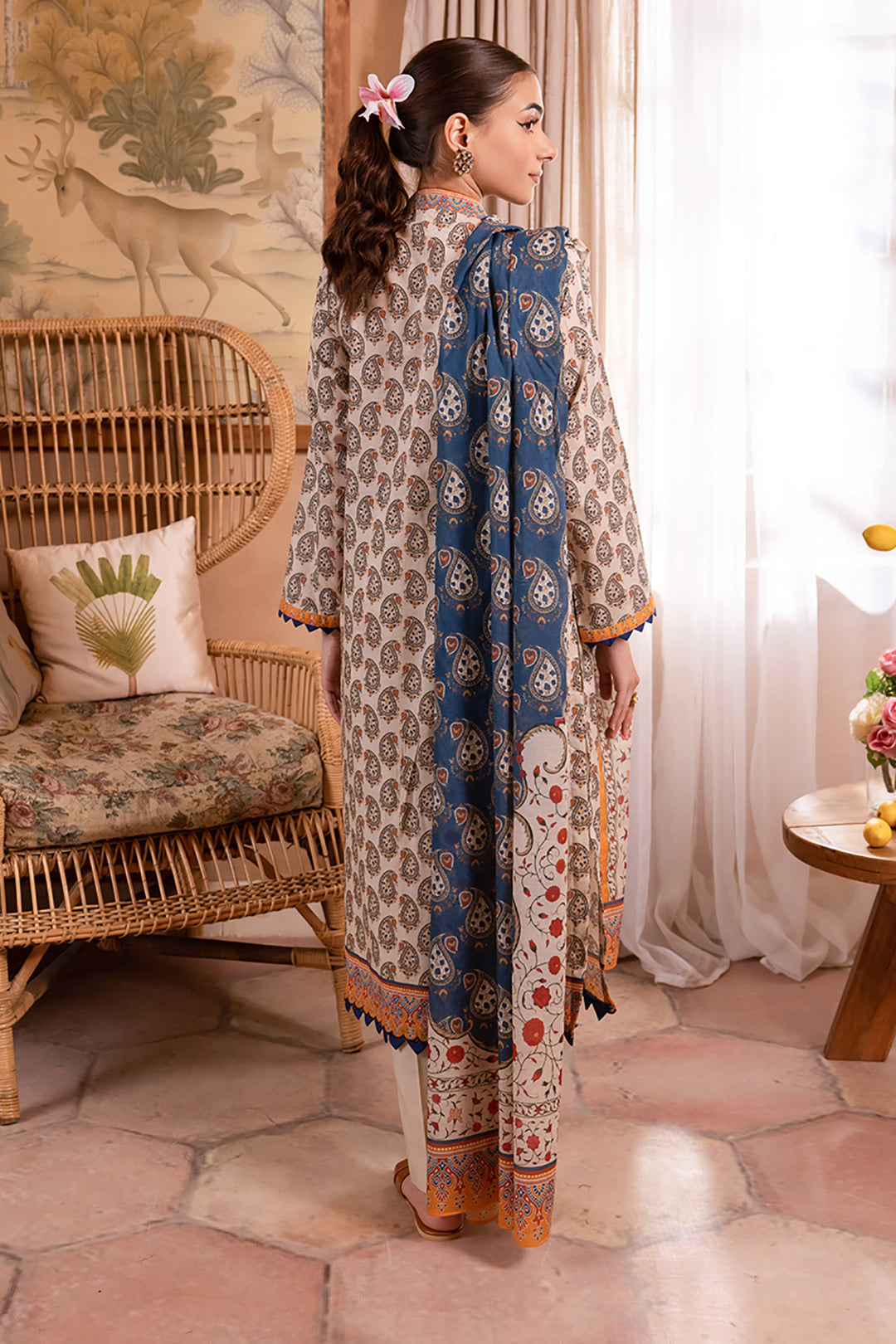 Zellbury | Unstitched 3 Piece Lawn | Shirt Shalwar Dupatta - 1067 - House Of Hania
