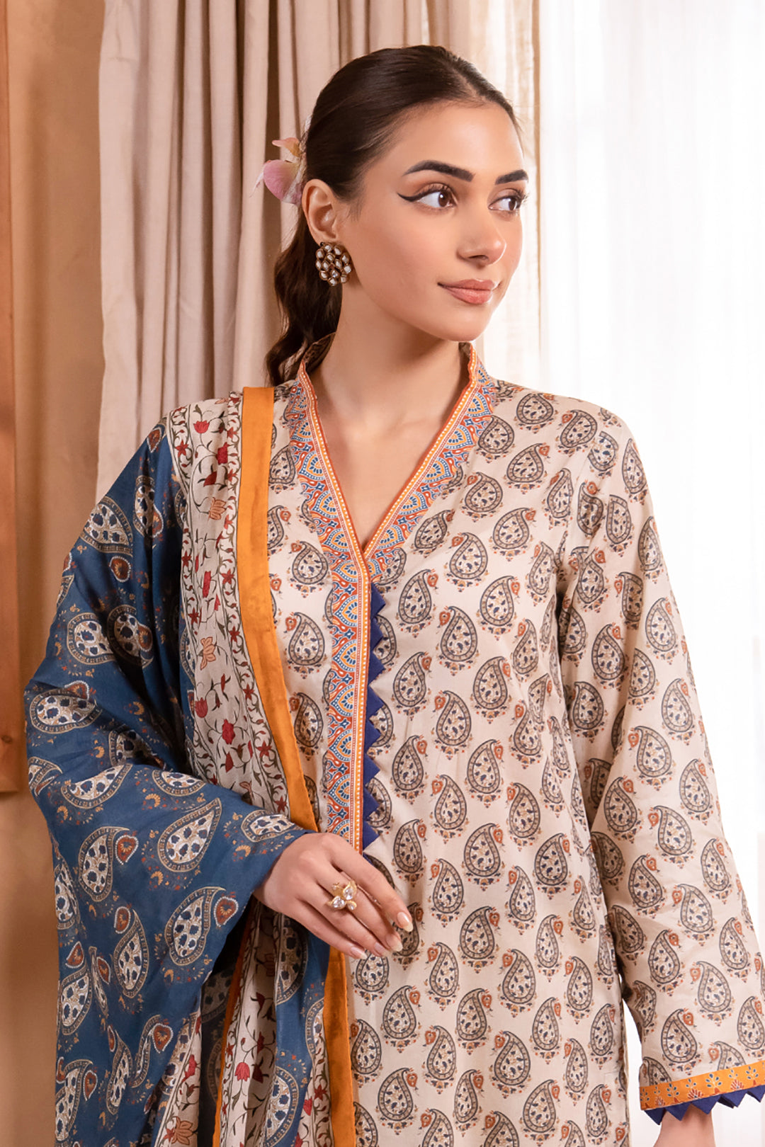 Zellbury | Unstitched 3 Piece Lawn | Shirt Shalwar Dupatta - 1067 - House Of Hania