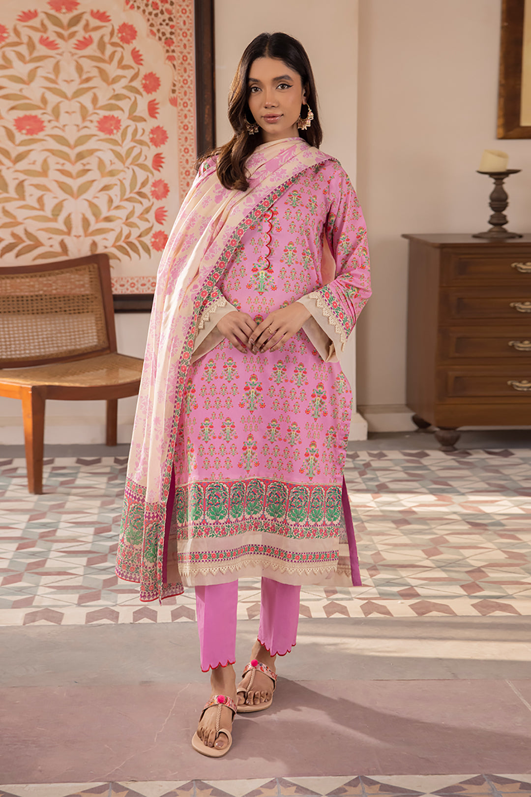 Zellbury | Unstitched 3 Piece Lawn | Shirt Shalwar Dupatta - 1070 - House Of Hania