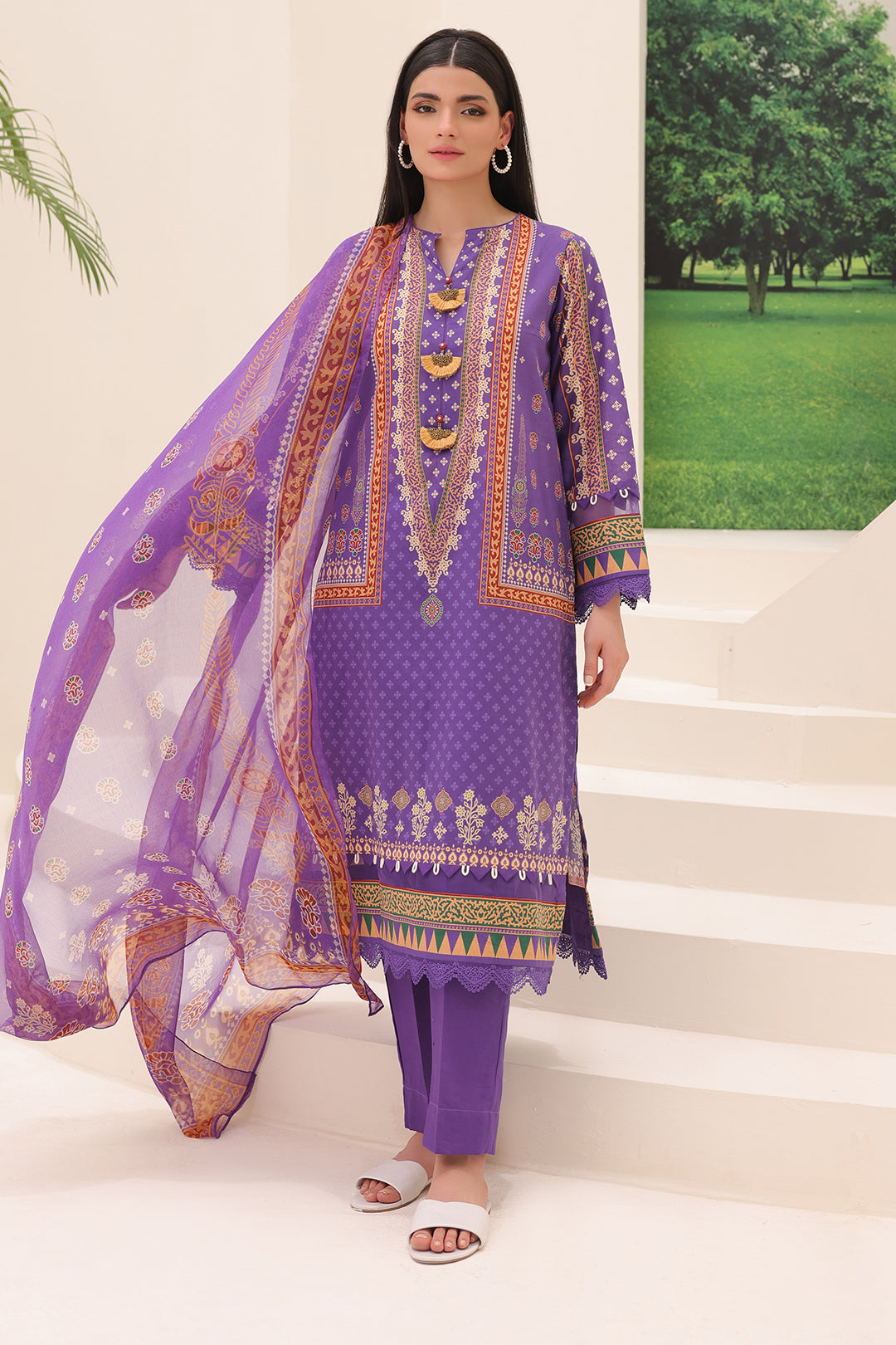 Zellbury | Unstitched 3 Piece Lawn | Shirt Shalwar Dupatta - 1189 - House Of Hania