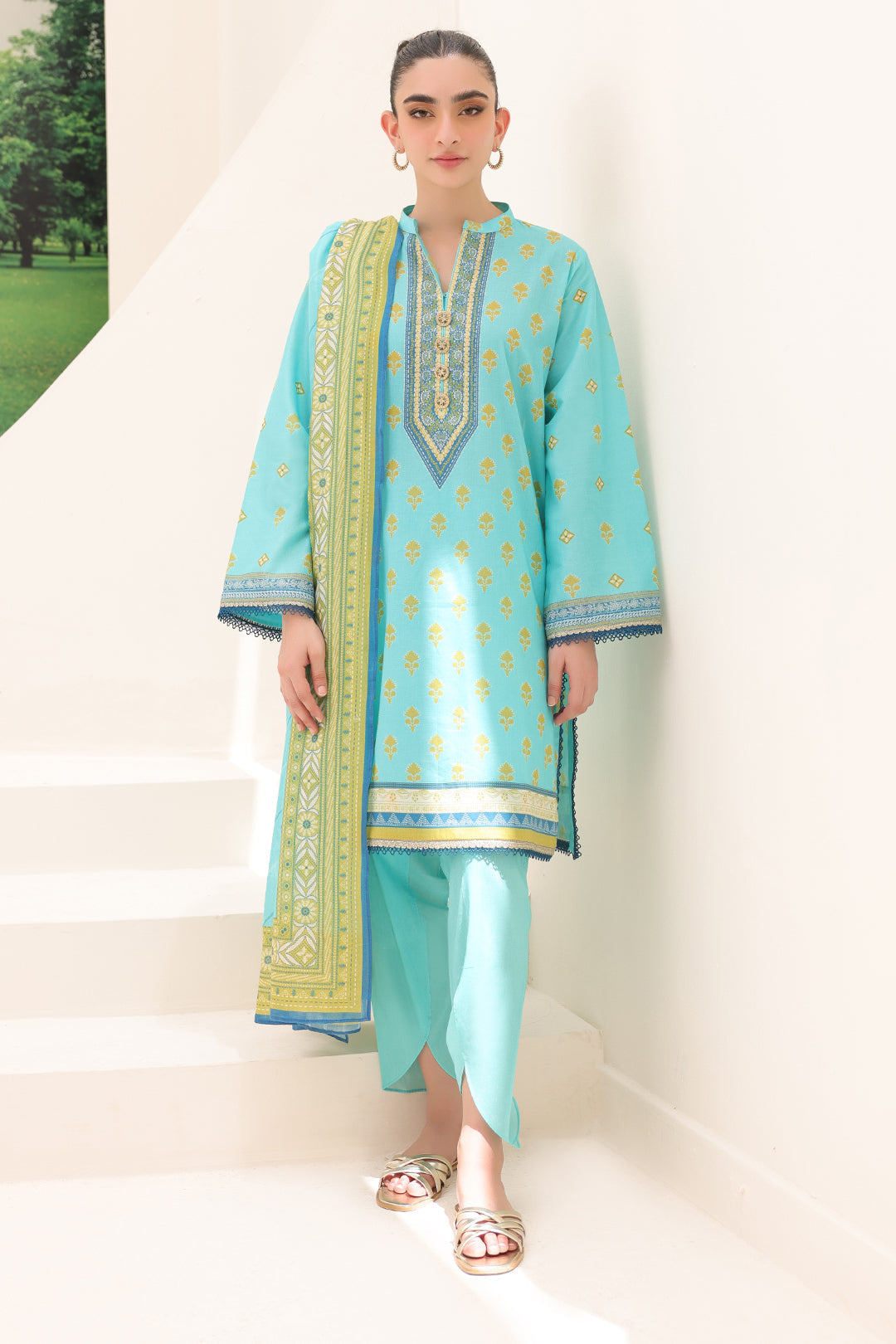 Zellbury | Unstitched 3 Piece Lawn | Shirt Shalwar Dupatta - 1191 - House Of Hania