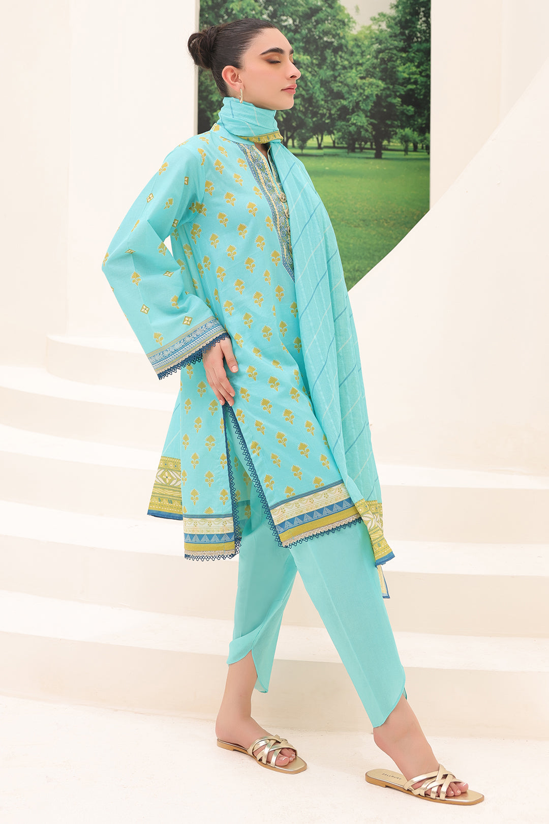 Zellbury | Unstitched 3 Piece Lawn | Shirt Shalwar Dupatta - 1191 - House Of Hania