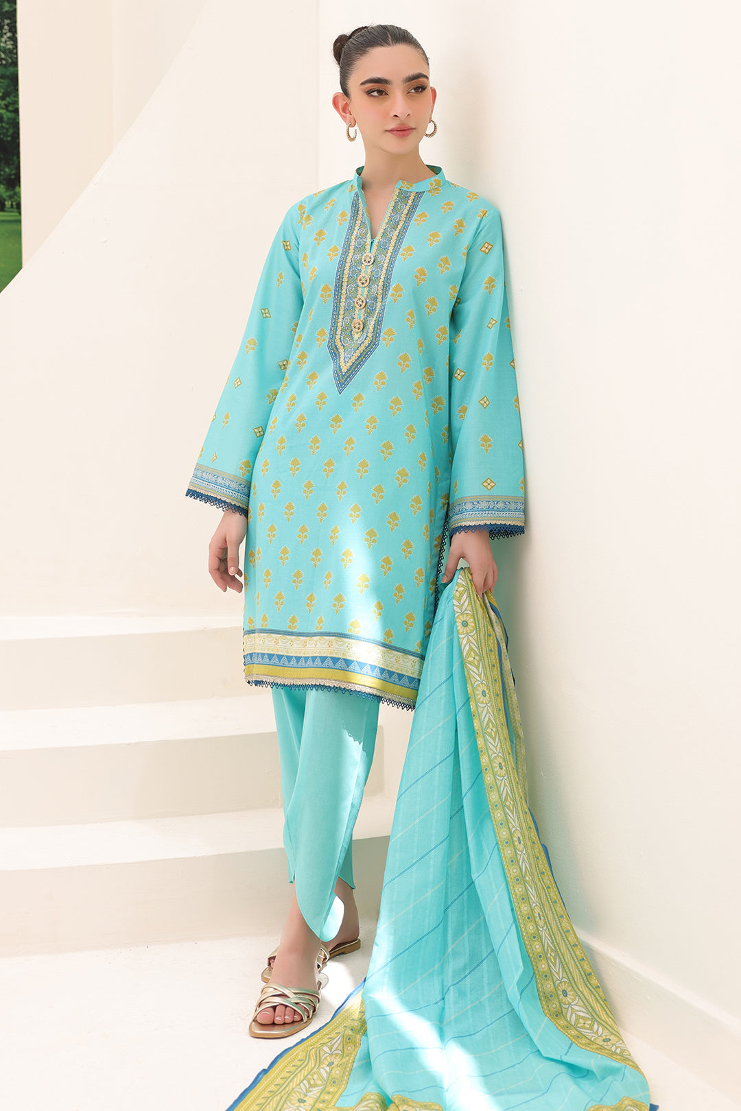 Zellbury | Unstitched 3 Piece Lawn | Shirt Shalwar Dupatta - 1191 - House Of Hania
