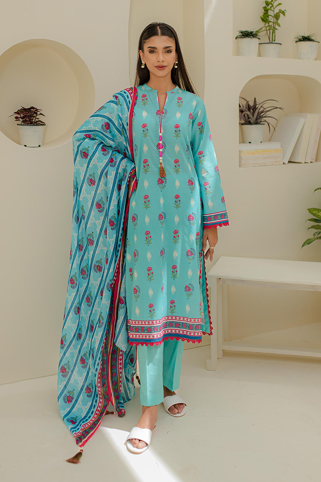 Zellbury | Unstitched 3 Piece Lawn | Shirt Shalwar Dupatta - 1193 - House Of Hania