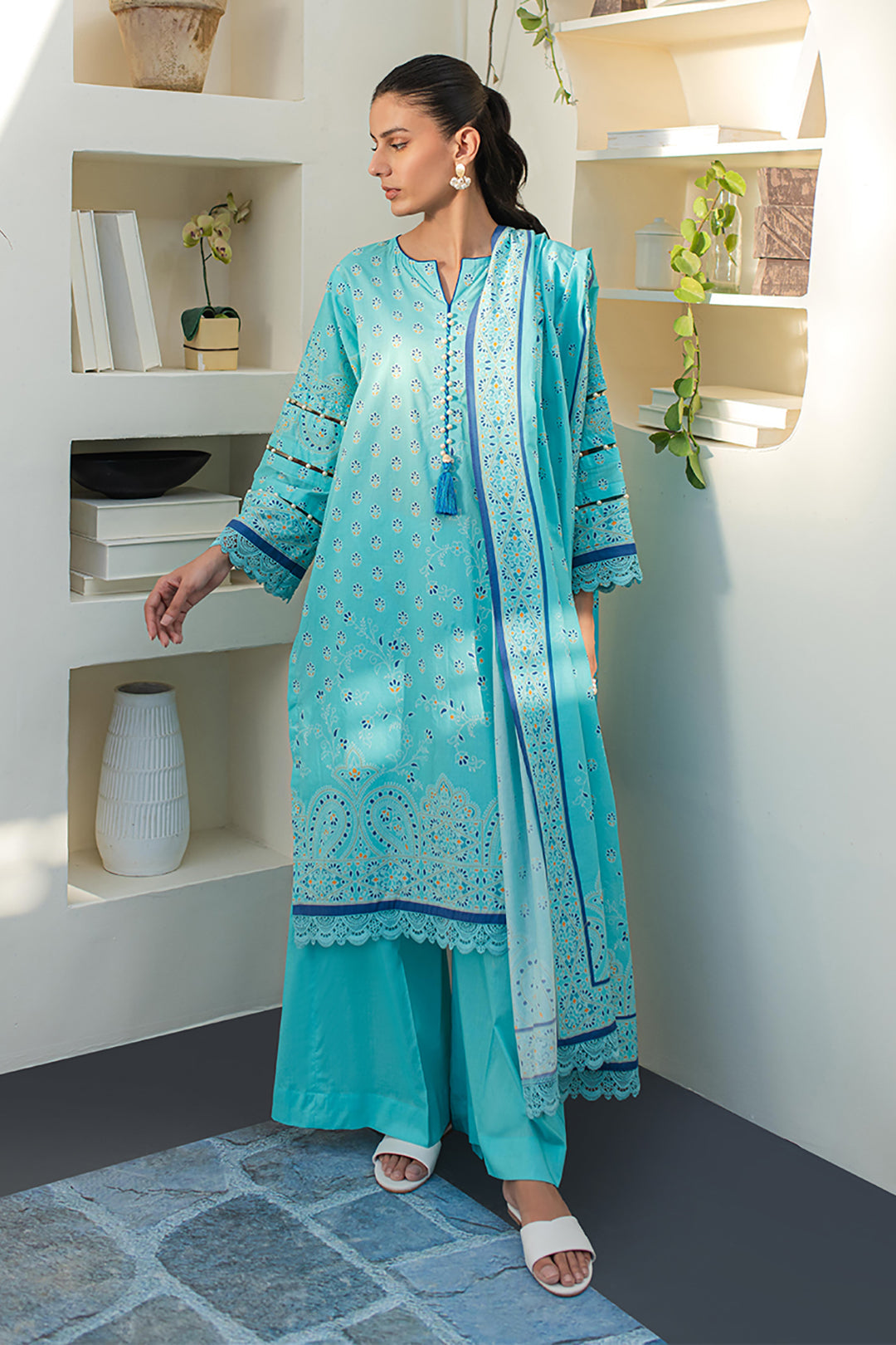 Zellbury | Unstitched 3 Piece Lawn | Shirt Shalwar Dupatta - 1198 - House Of Hania
