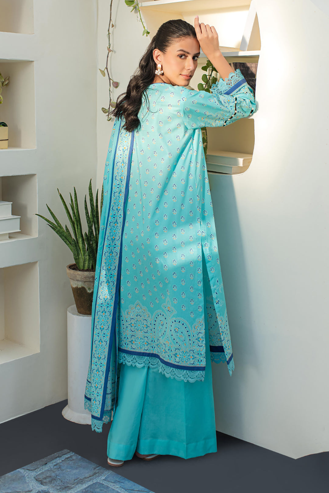 Zellbury | Unstitched 3 Piece Lawn | Shirt Shalwar Dupatta - 1198 - House Of Hania