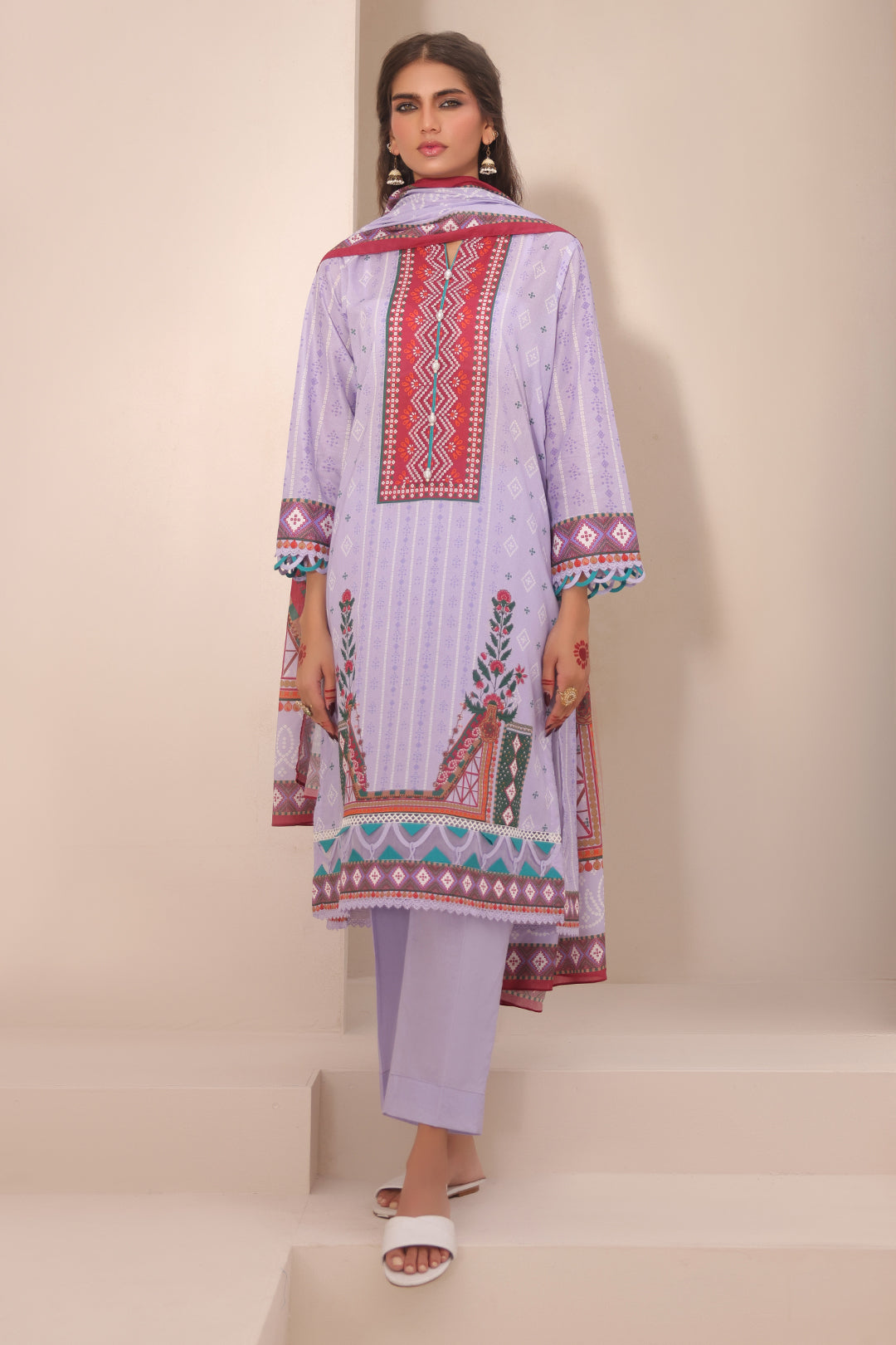 Zellbury | Unstitched 3 Piece Lawn | Shirt Shalwar Dupatta - 1213 - House Of Hania