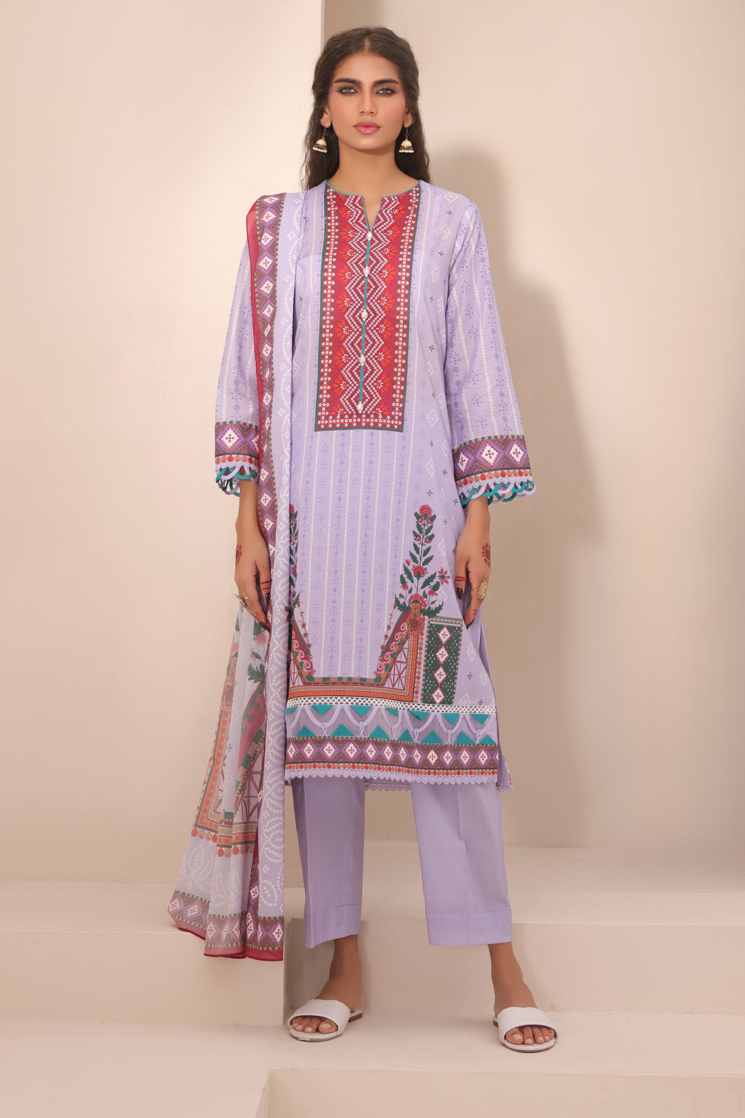 Zellbury | Unstitched 3 Piece Lawn | Shirt Shalwar Dupatta - 1213 - House Of Hania