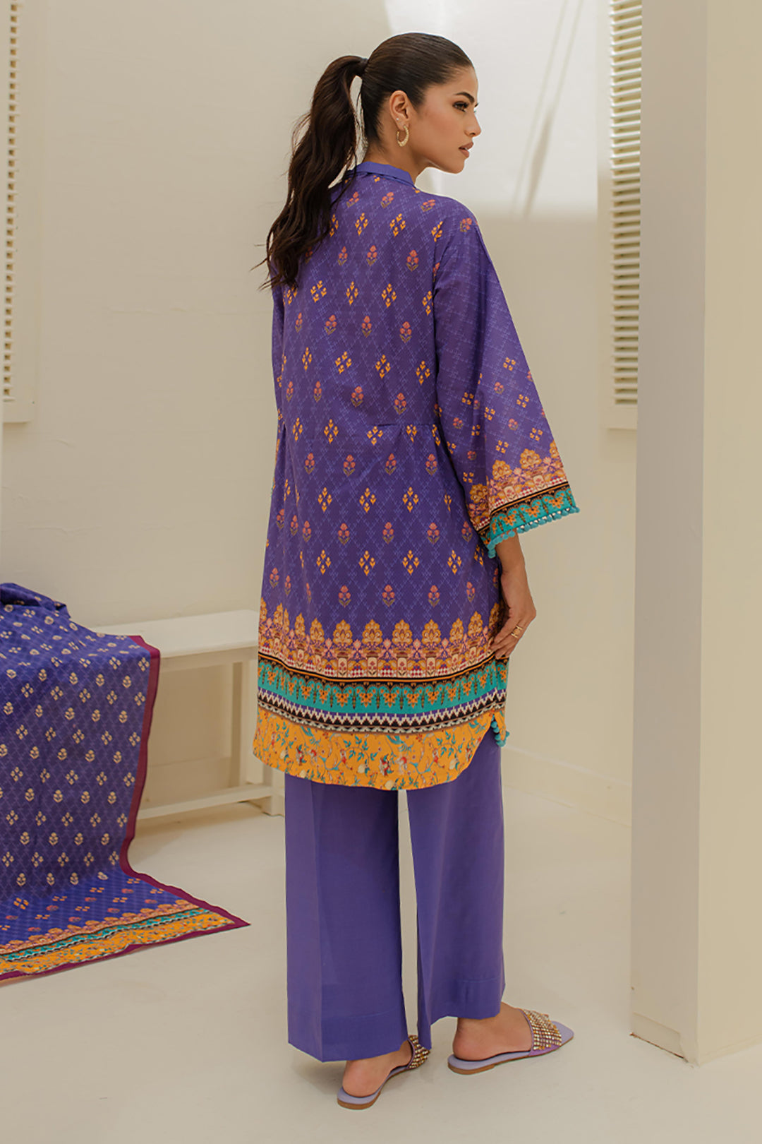 Zellbury | Unstitched 3 Piece Lawn | Shirt Shalwar Dupatta - 1215 - House Of Hania
