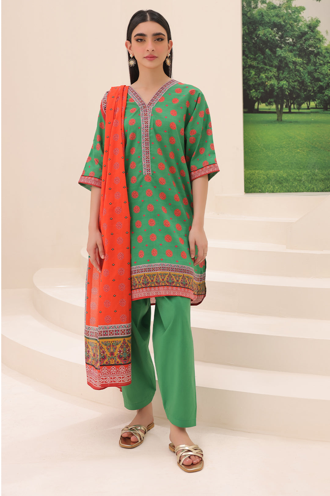 Zellbury | Unstitched 3 Piece Lawn | Shirt Shalwar Dupatta - 1221 - House Of Hania