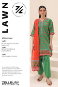 Zellbury | Unstitched 3 Piece Lawn | Shirt Shalwar Dupatta - 1221 - House Of Hania
