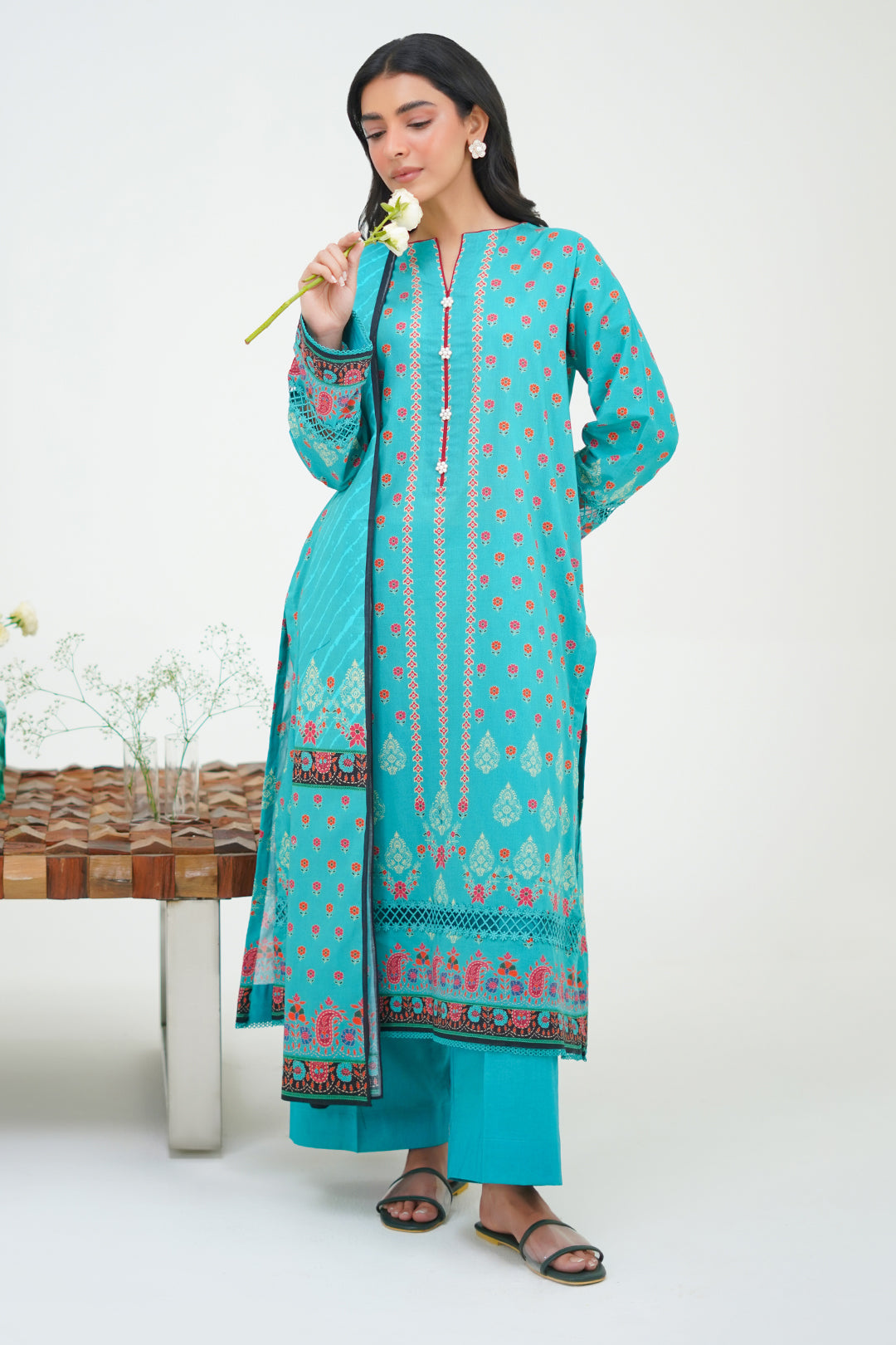 Zellbury | Unstitched 3 Piece Lawn | Shirt Shalwar Dupatta - 1227 - House Of Hania