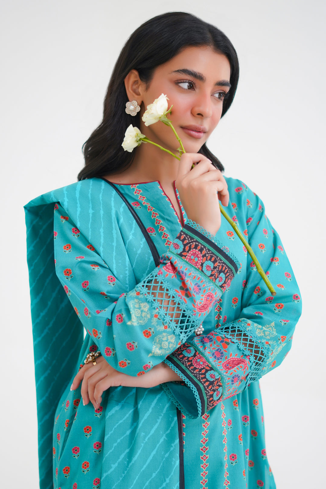 Zellbury | Unstitched 3 Piece Lawn | Shirt Shalwar Dupatta - 1227 - House Of Hania