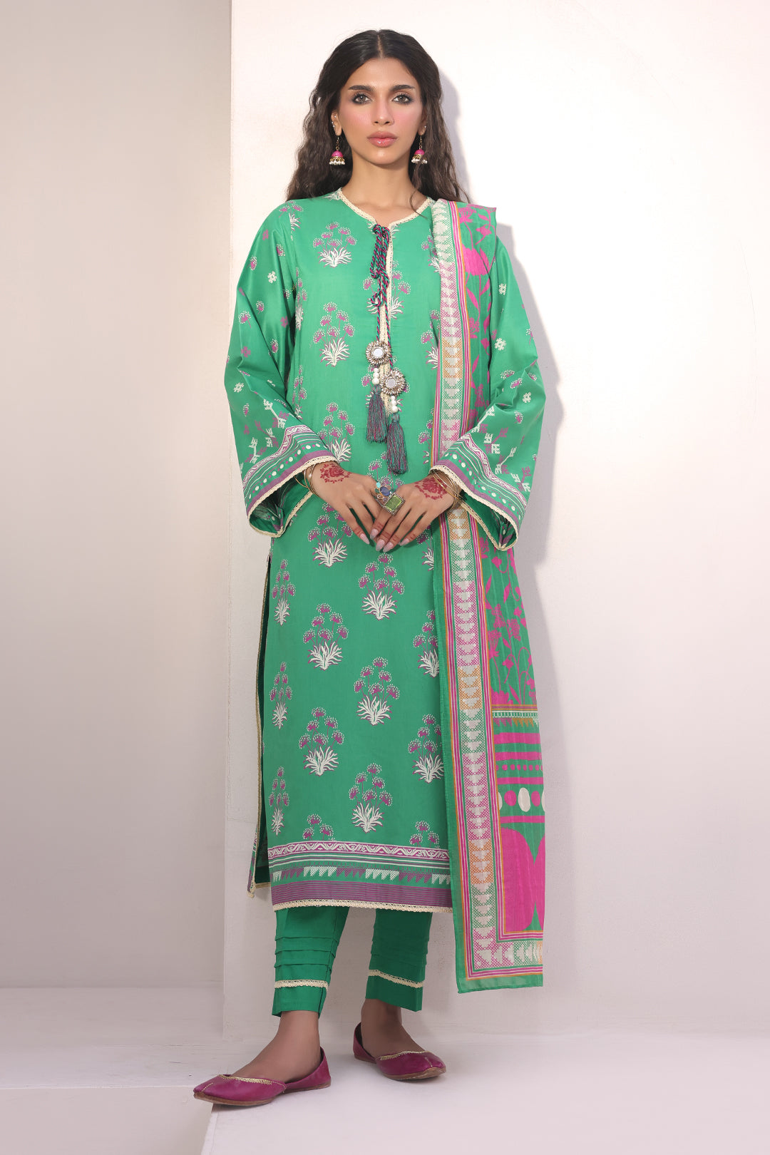 Zellbury | Unstitched 3 Piece Lawn | Shirt Shalwar Dupatta - 1238 - House Of Hania