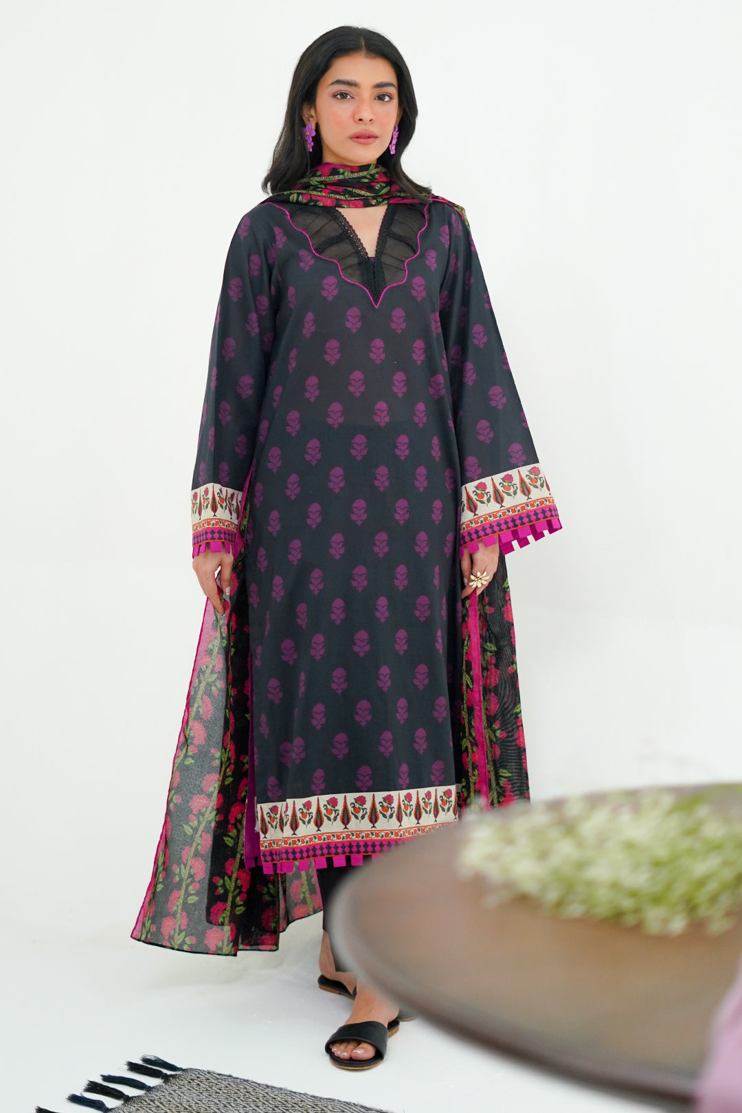 Zellbury | Unstitched 3 Piece Lawn | Shirt Shalwar Dupatta - 1324 - House Of Hania