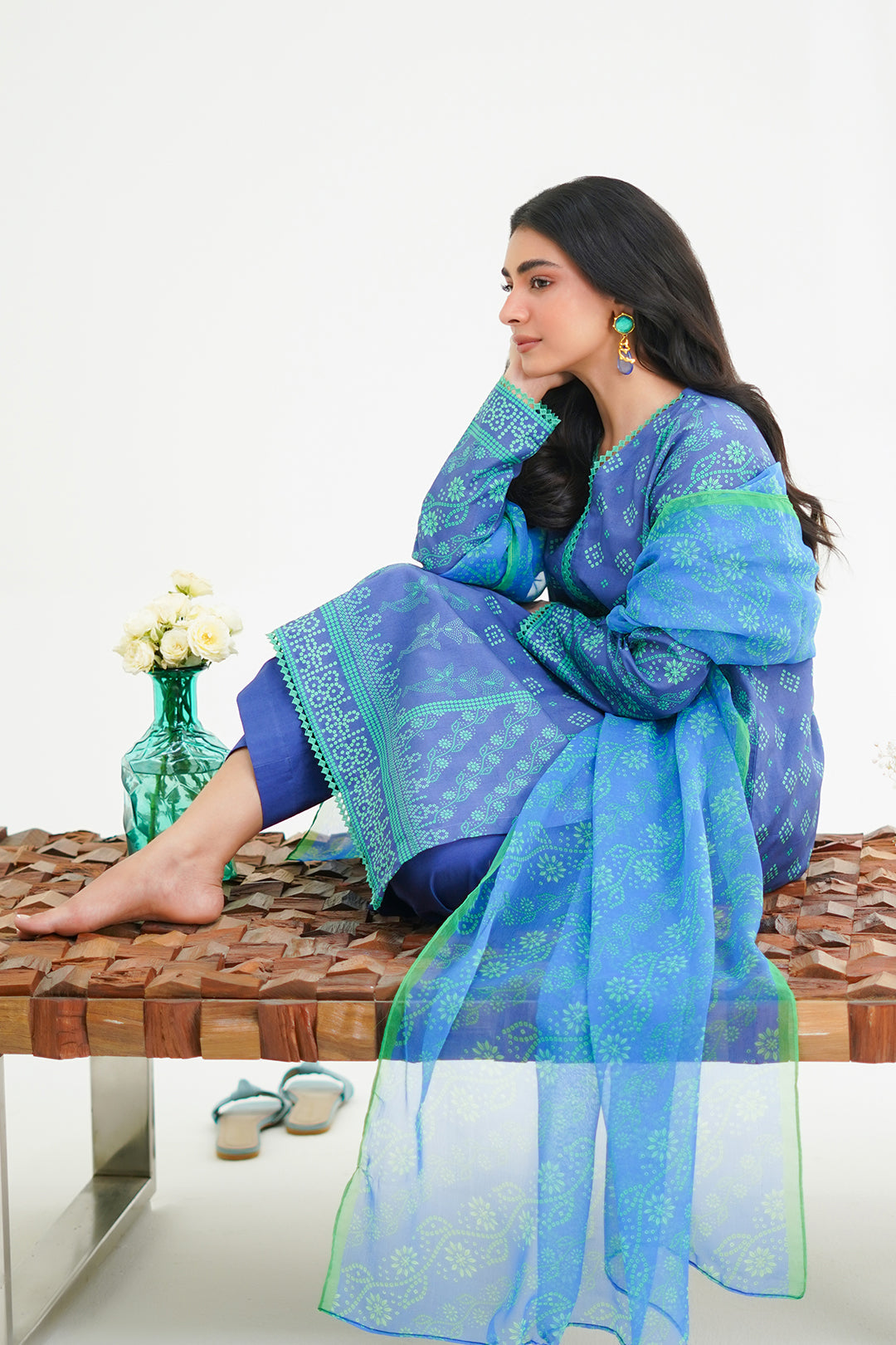 Zellbury | Unstitched 3 Piece Lawn | Shirt Shalwar Dupatta - 1417 - House Of Hania