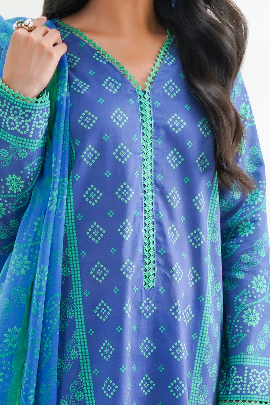 Zellbury | Unstitched 3 Piece Lawn | Shirt Shalwar Dupatta - 1417 - House Of Hania