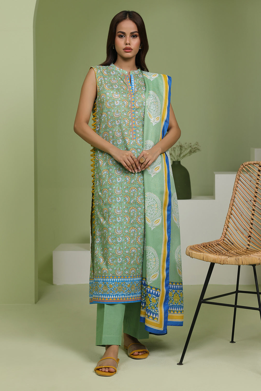 Zellbury | Unstitched 3 Piece Lawn | Shirt Shalwar Dupatta - 1419 - House Of Hania