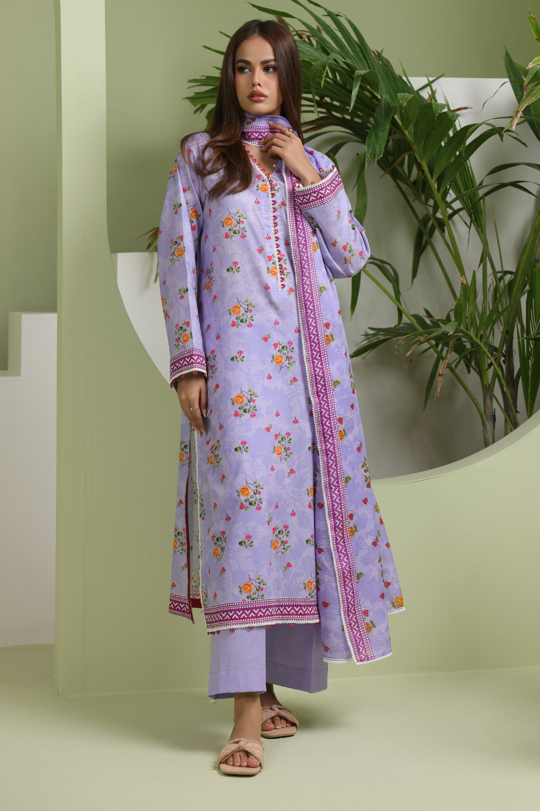 Zellbury | Unstitched 3 Piece Lawn | Shirt Shalwar Dupatta - 1420 - House Of Hania