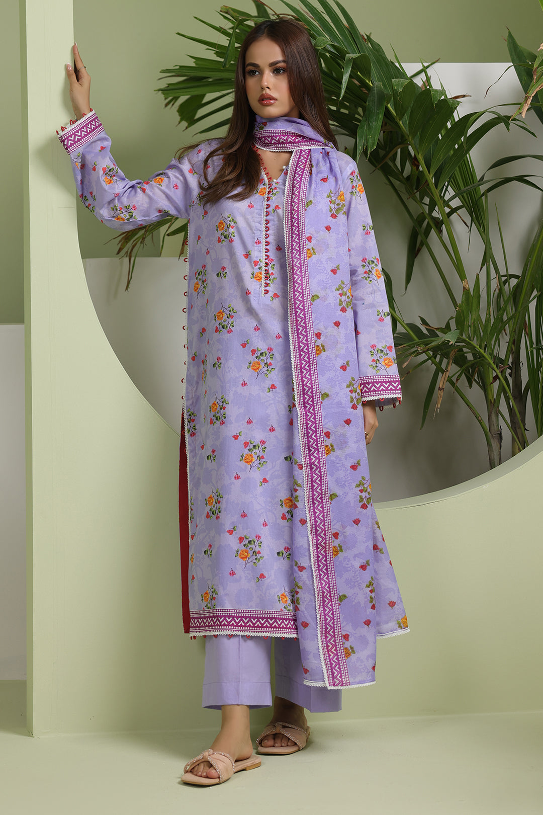 Zellbury | Unstitched 3 Piece Lawn | Shirt Shalwar Dupatta - 1420 - House Of Hania