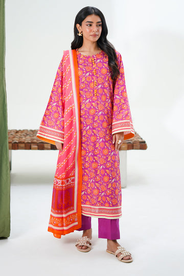 Zellbury | Unstitched 3 Piece Lawn | Shirt Shalwar Dupatta - 1421 - House Of Hania