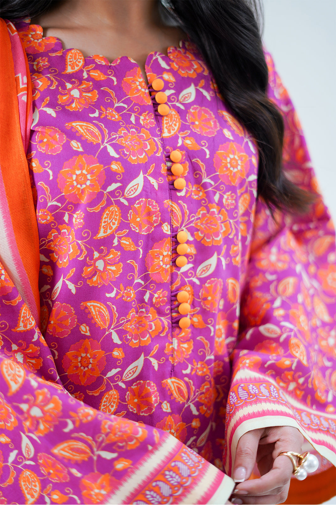 Zellbury | Unstitched 3 Piece Lawn | Shirt Shalwar Dupatta - 1421 - House Of Hania