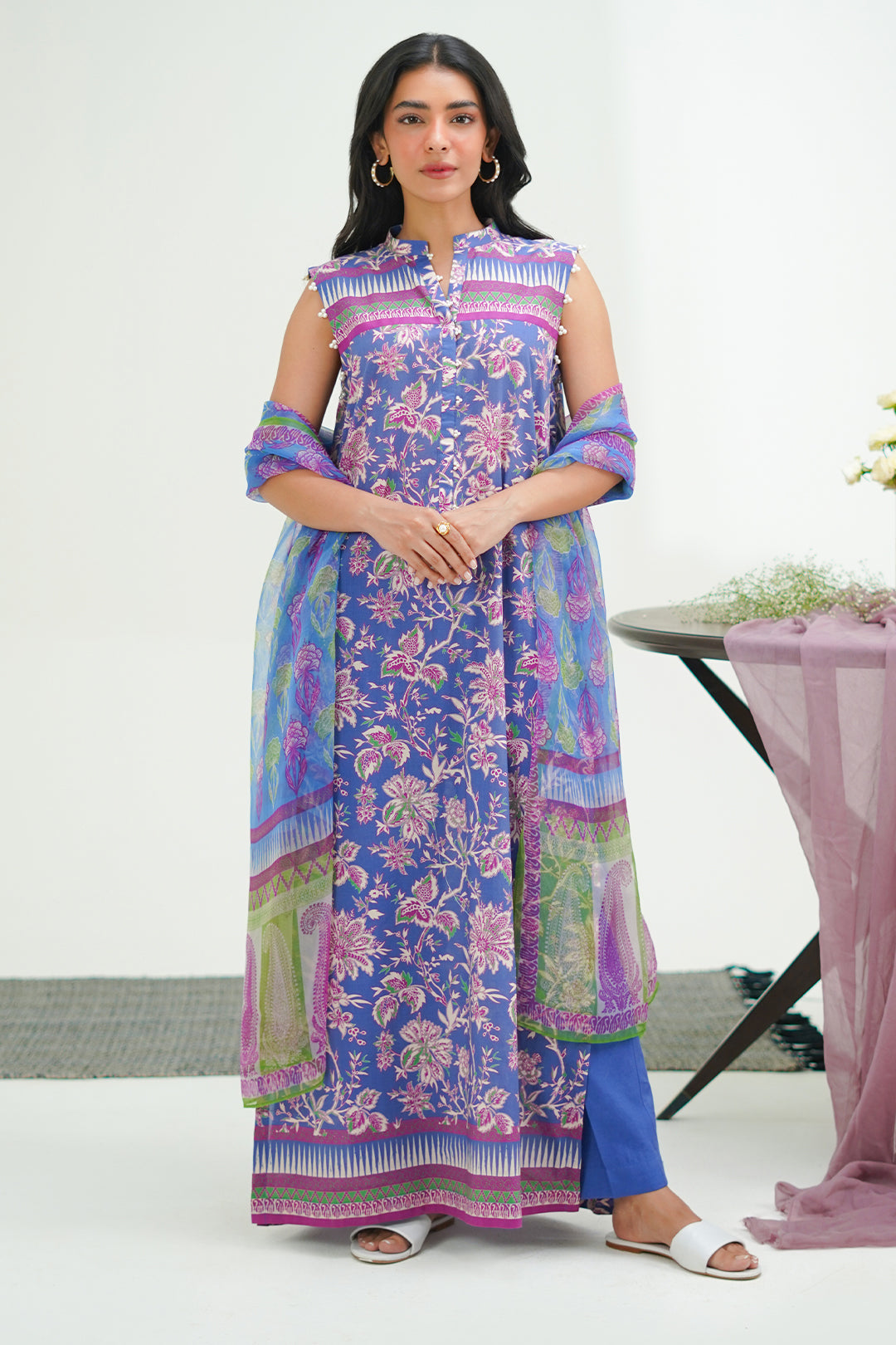 Zellbury | Unstitched 3 Piece Lawn | Shirt Shalwar Dupatta - 1501 - House Of Hania