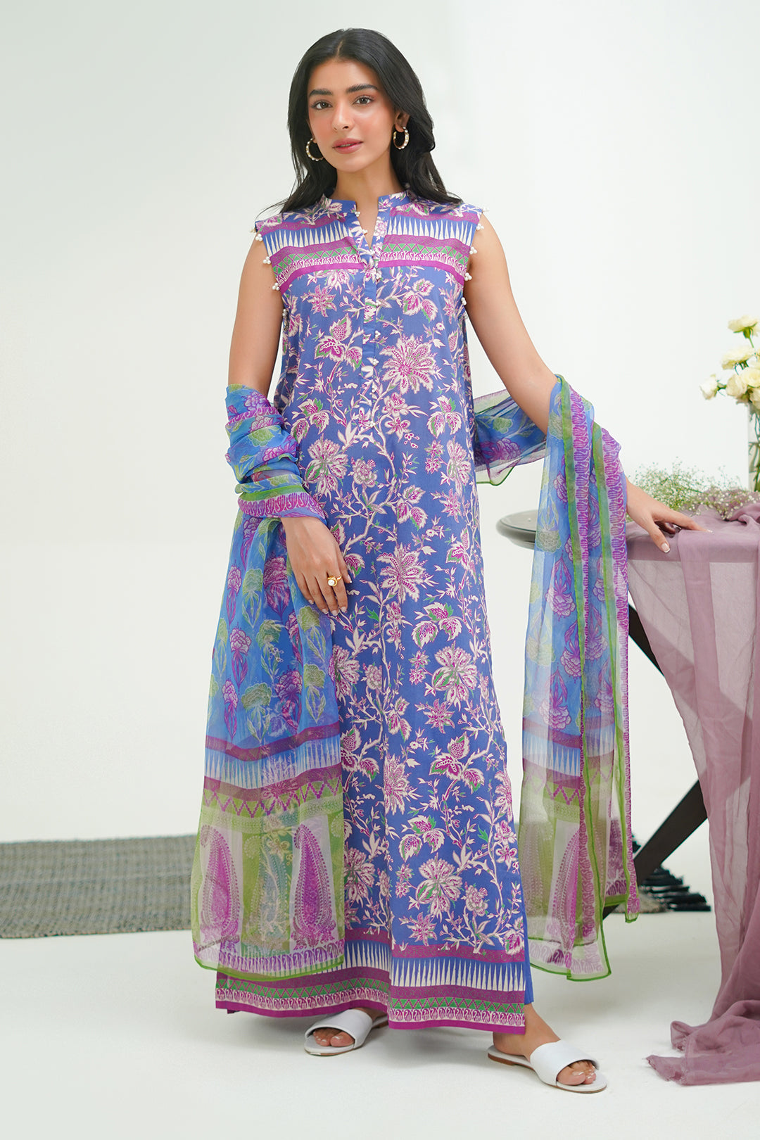 Zellbury | Unstitched 3 Piece Lawn | Shirt Shalwar Dupatta - 1501 - House Of Hania