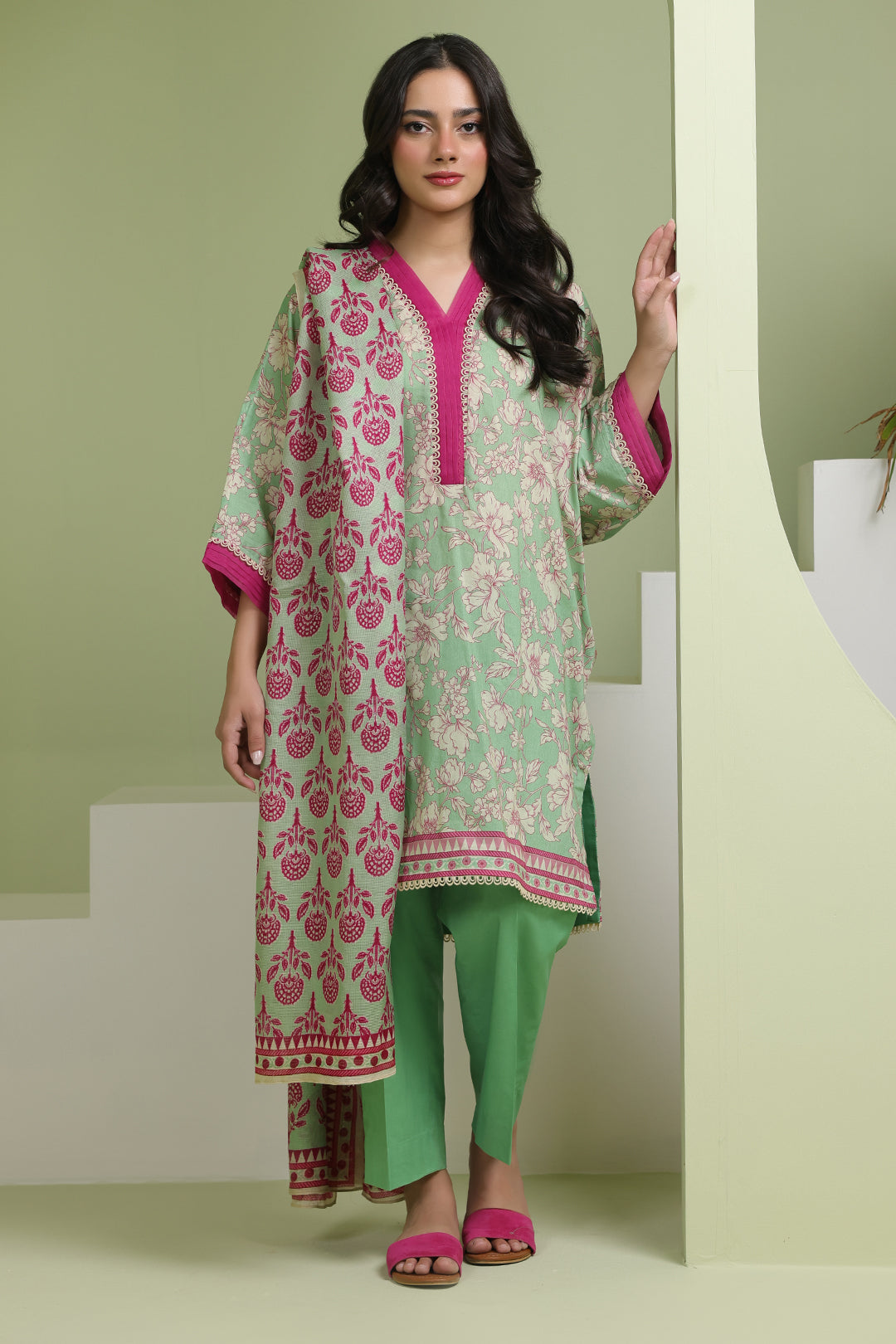Zellbury | Unstitched 3 Piece Lawn | Shirt Shalwar Dupatta - 1502 - House Of Hania