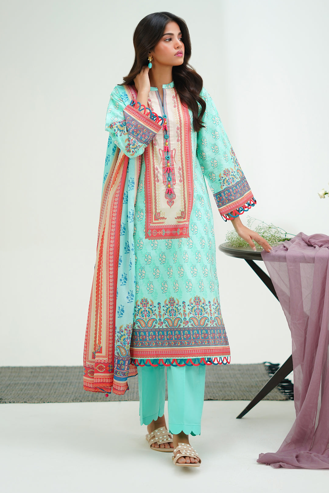 Zellbury | Unstitched 3 Piece Lawn | Shirt Shalwar Dupatta - 1504 - House Of Hania