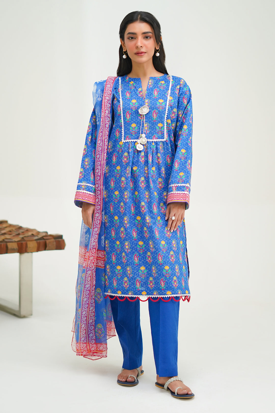 Zellbury | Unstitched 3 Piece Lawn | Shirt Shalwar Dupatta - 1505 - House Of Hania