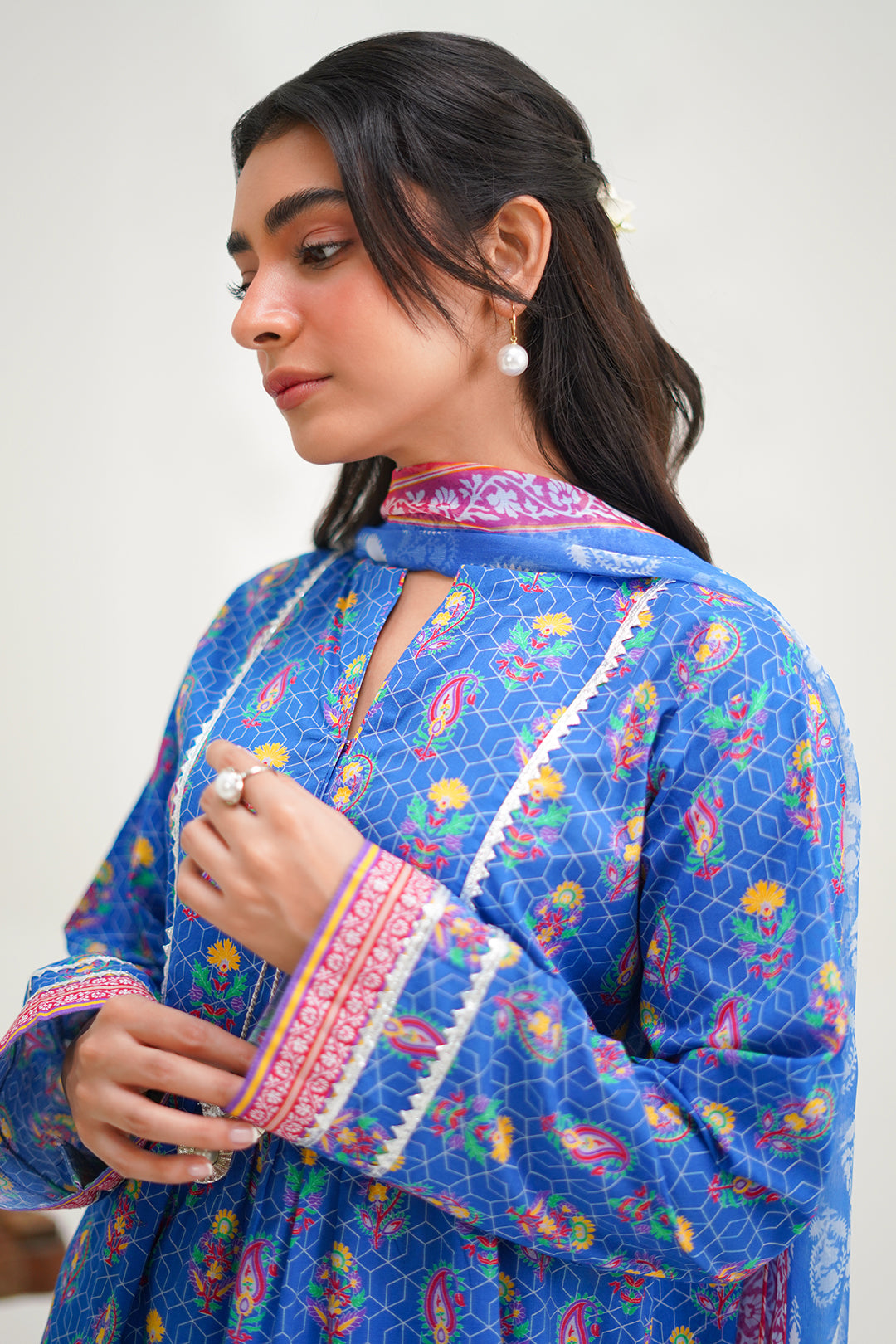 Zellbury | Unstitched 3 Piece Lawn | Shirt Shalwar Dupatta - 1505 - House Of Hania