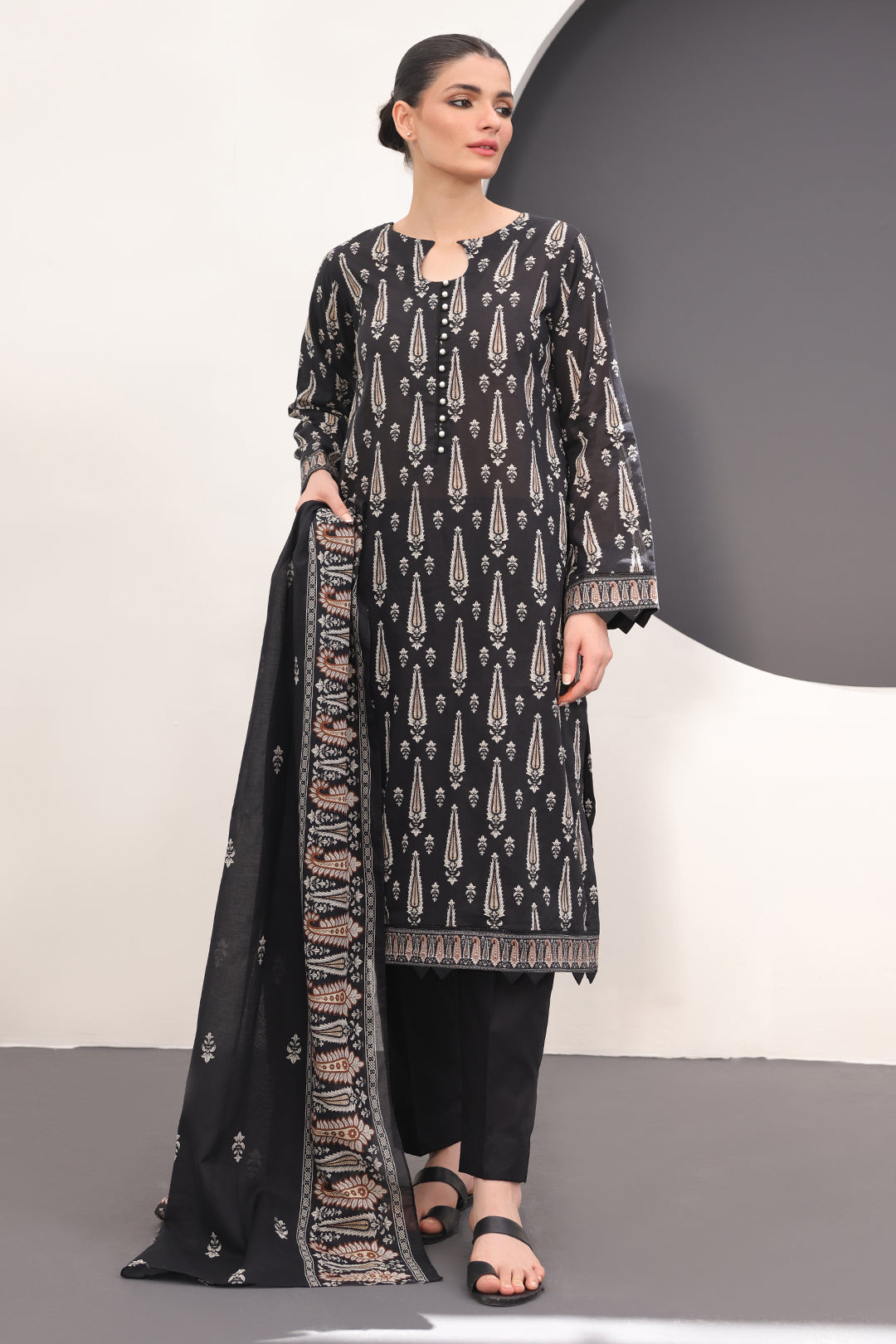 Zellbury | Unstitched 3 Piece Lawn | Shirt Shalwar Dupatta - 1517 - House Of Hania