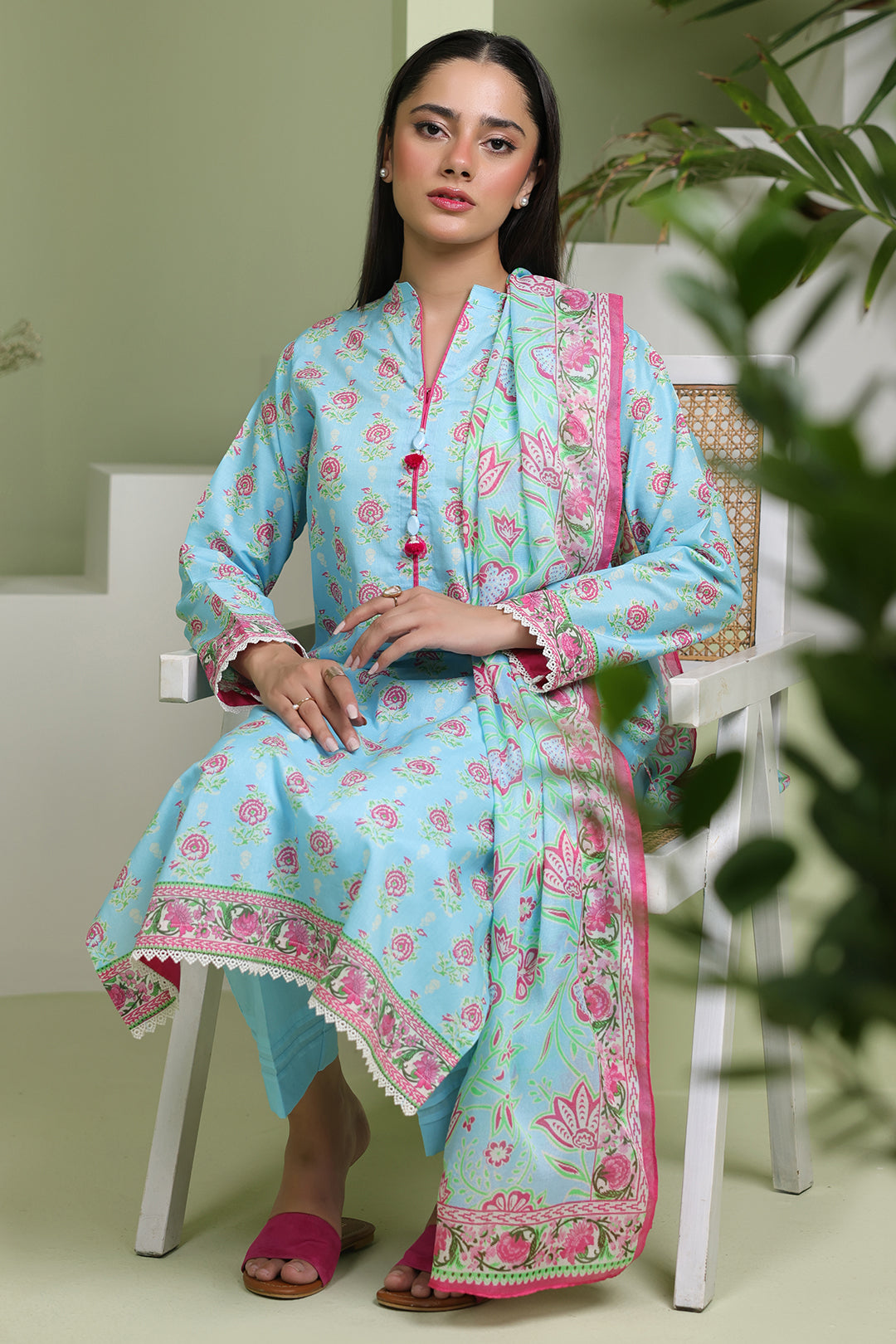 Zellbury | Unstitched 3 Piece Lawn | Shirt Shalwar Dupatta - 1571 - House Of Hania